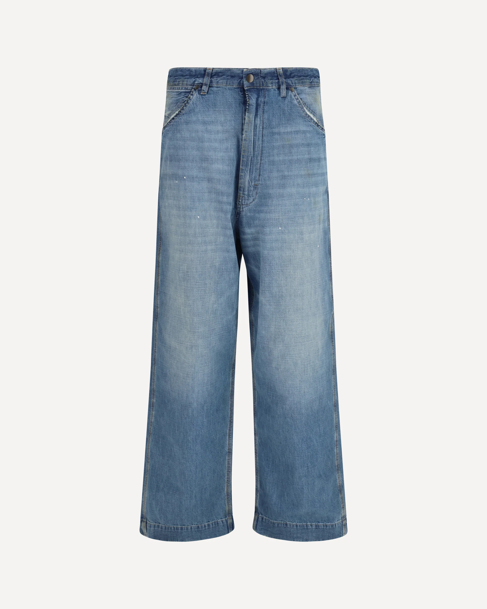 Patchwork-detail wide leg Jeans - BLUE | Cheap Luxury Handbags Store,