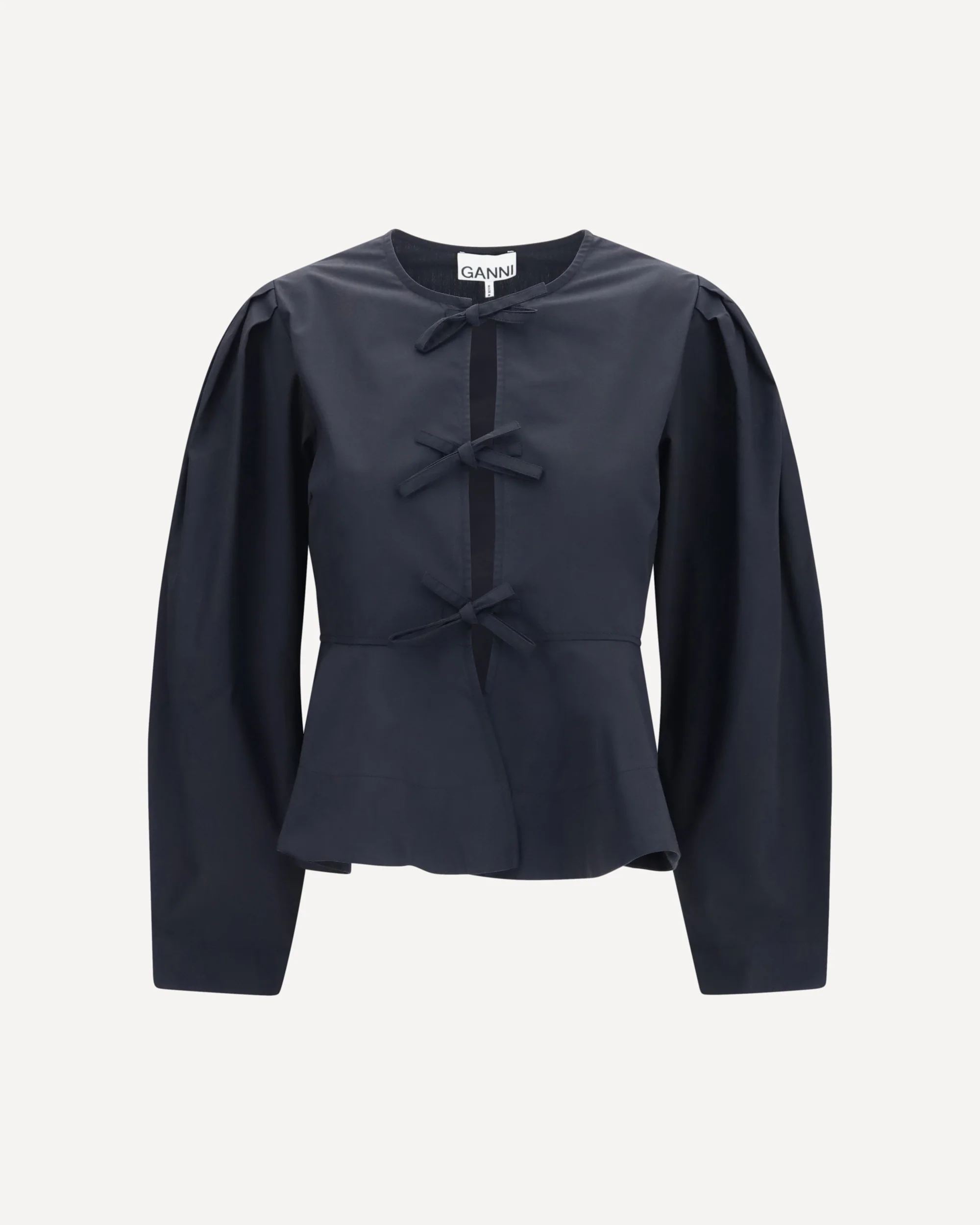 Cotton poplin Blouse with bows - BLACK | Cheap Luxury Handbags Store,