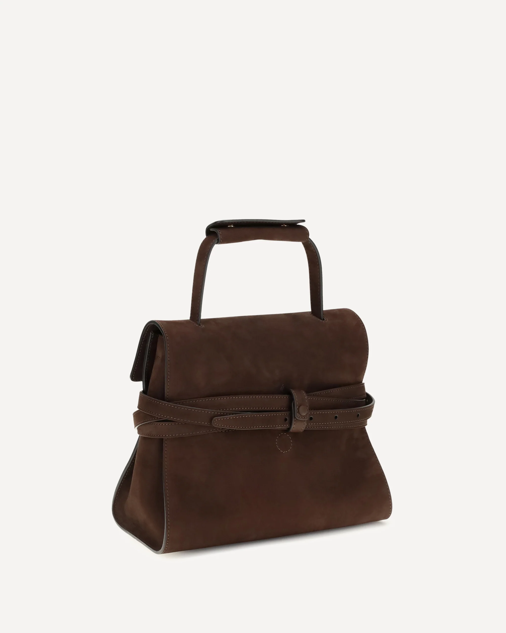 Medium Top Handle Bag with buckle detail - BROWN | Cheap Luxury Handbags Store,