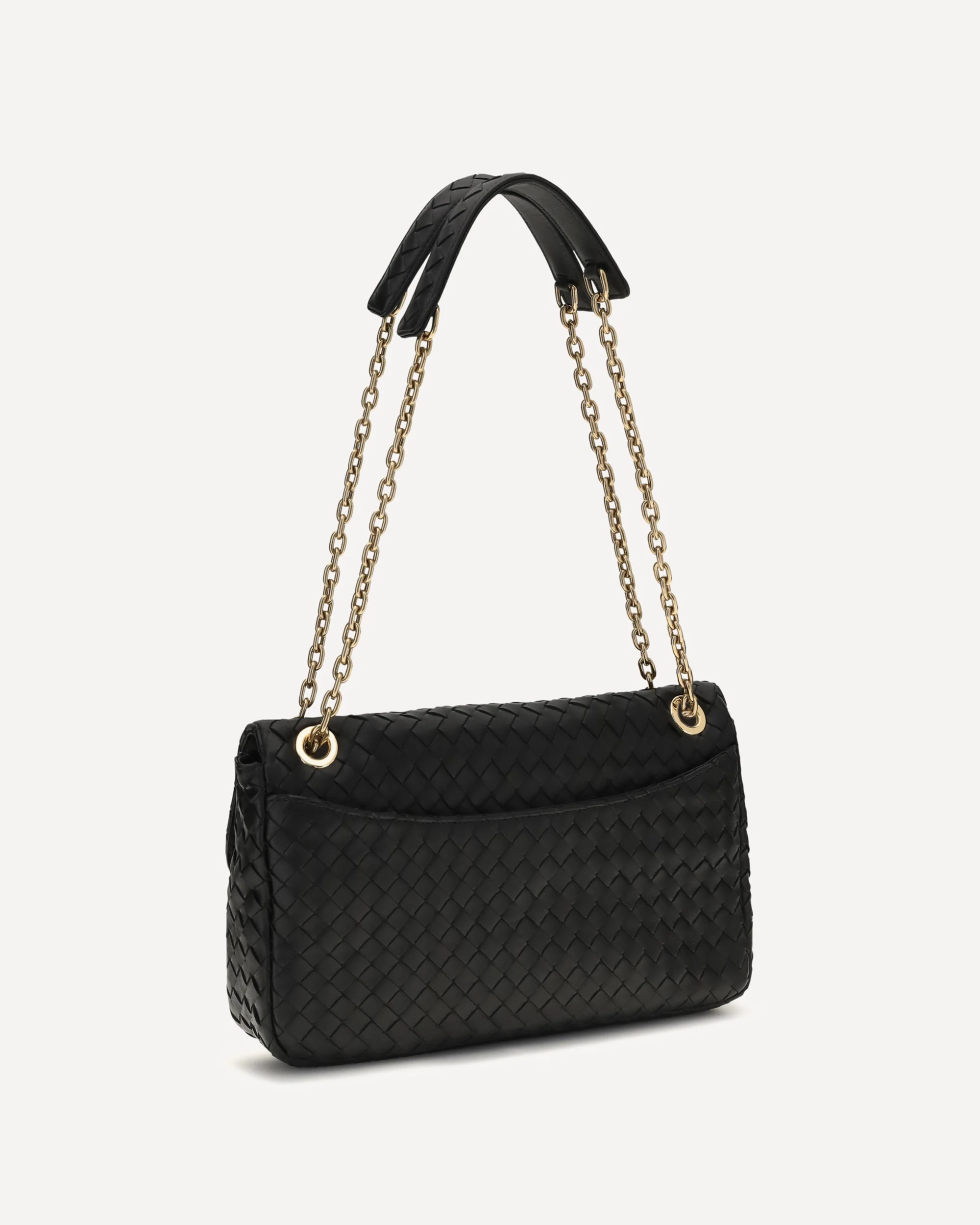 Intrecciato Shoulder Bag - BLACK | Cheap Luxury Handbags Store,