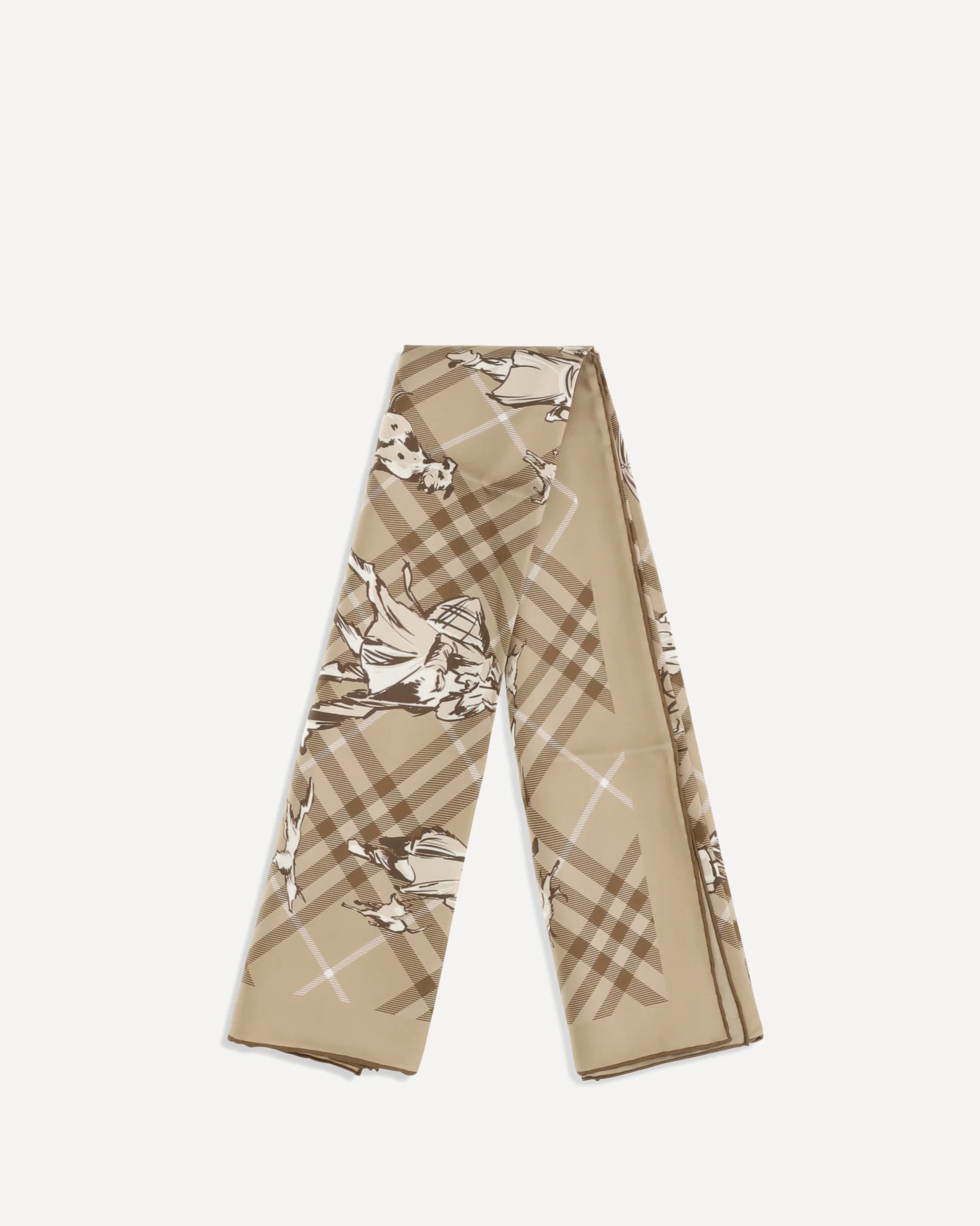 Check silk Twill Scarf - BEIGE | Cheap Luxury Handbags Store,