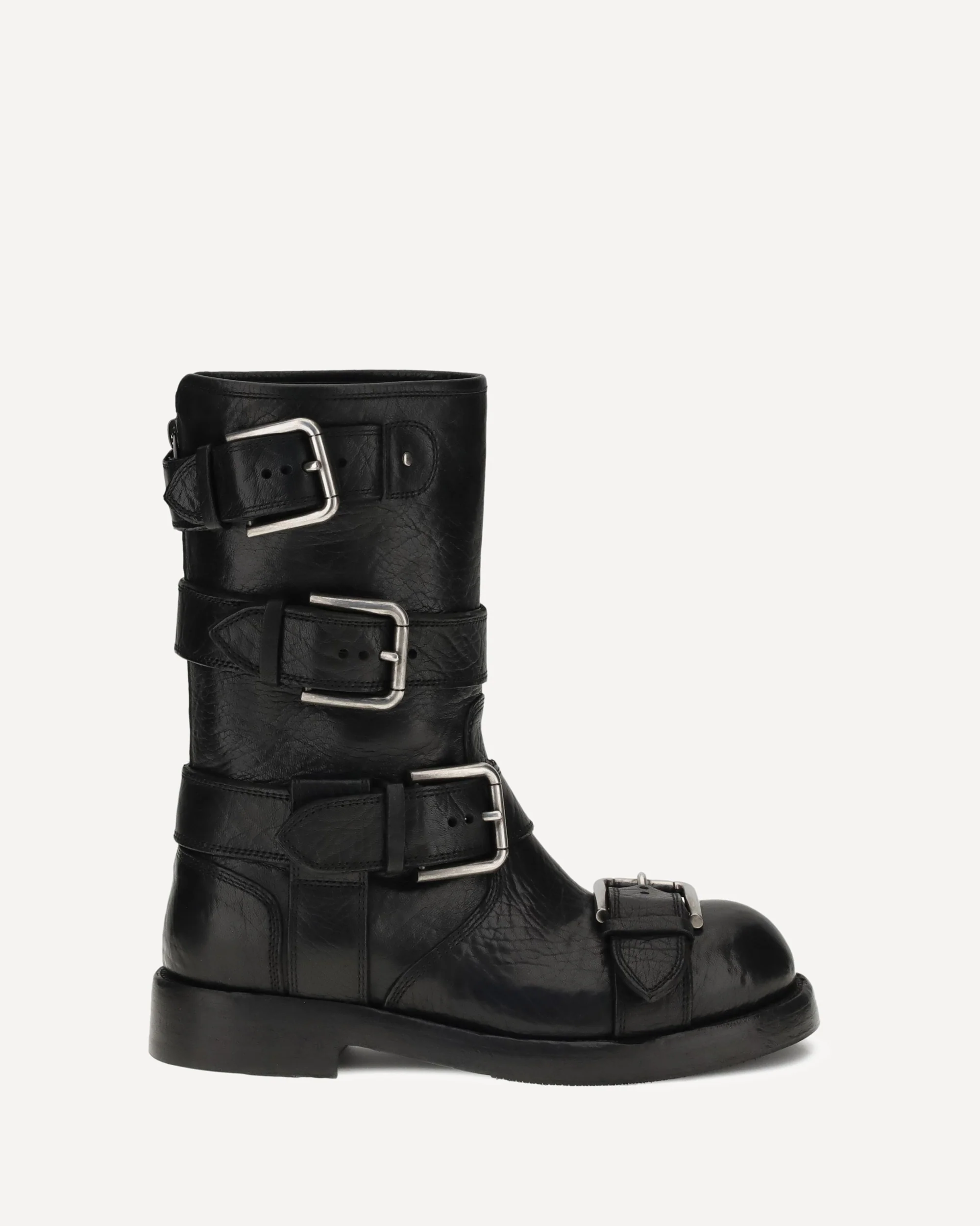 Buckled leather Boots - BLACK | Cheap Luxury Handbags Store,