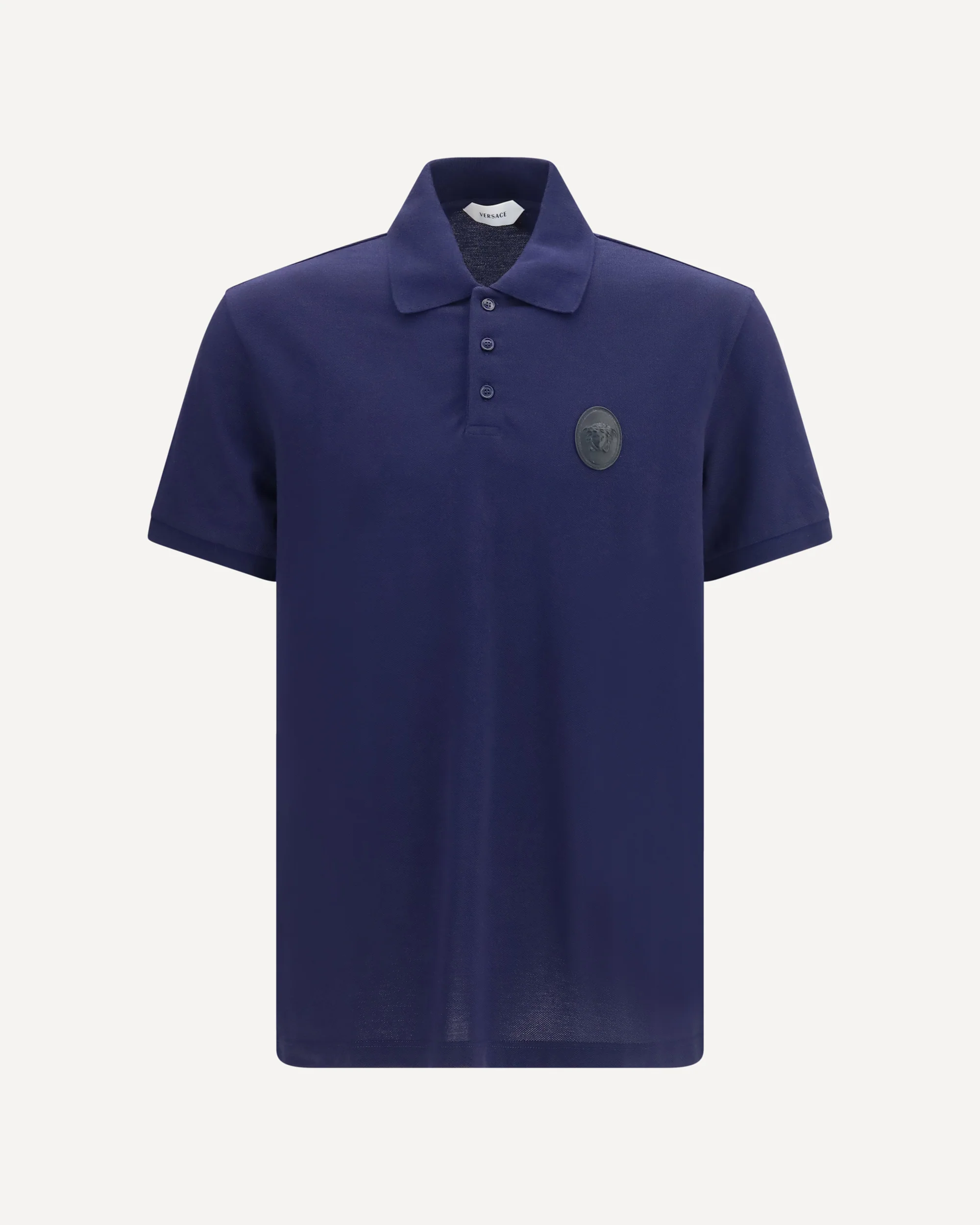 Cotton piqué Polo with Medusa patch - BLUE | Cheap Luxury Handbags Store,