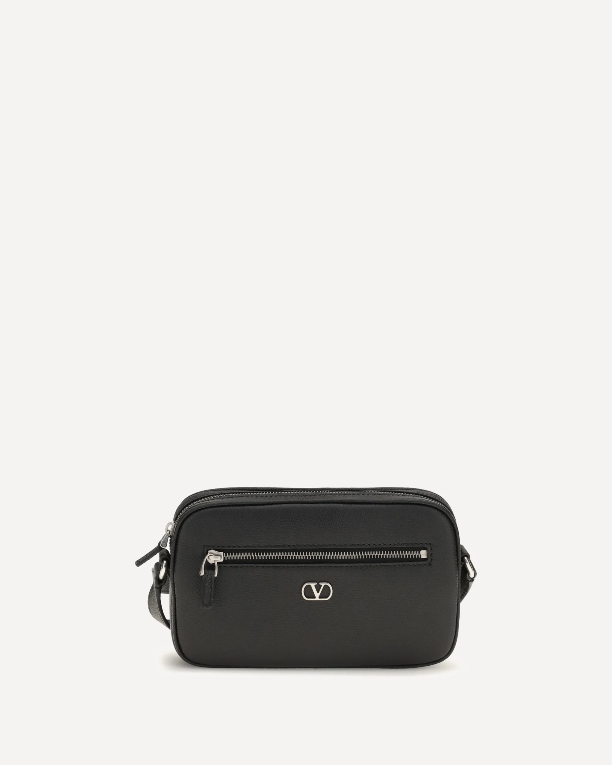 Grained leather Crossbody Bag with zip - BLACK | Cheap Luxury Handbags Store,