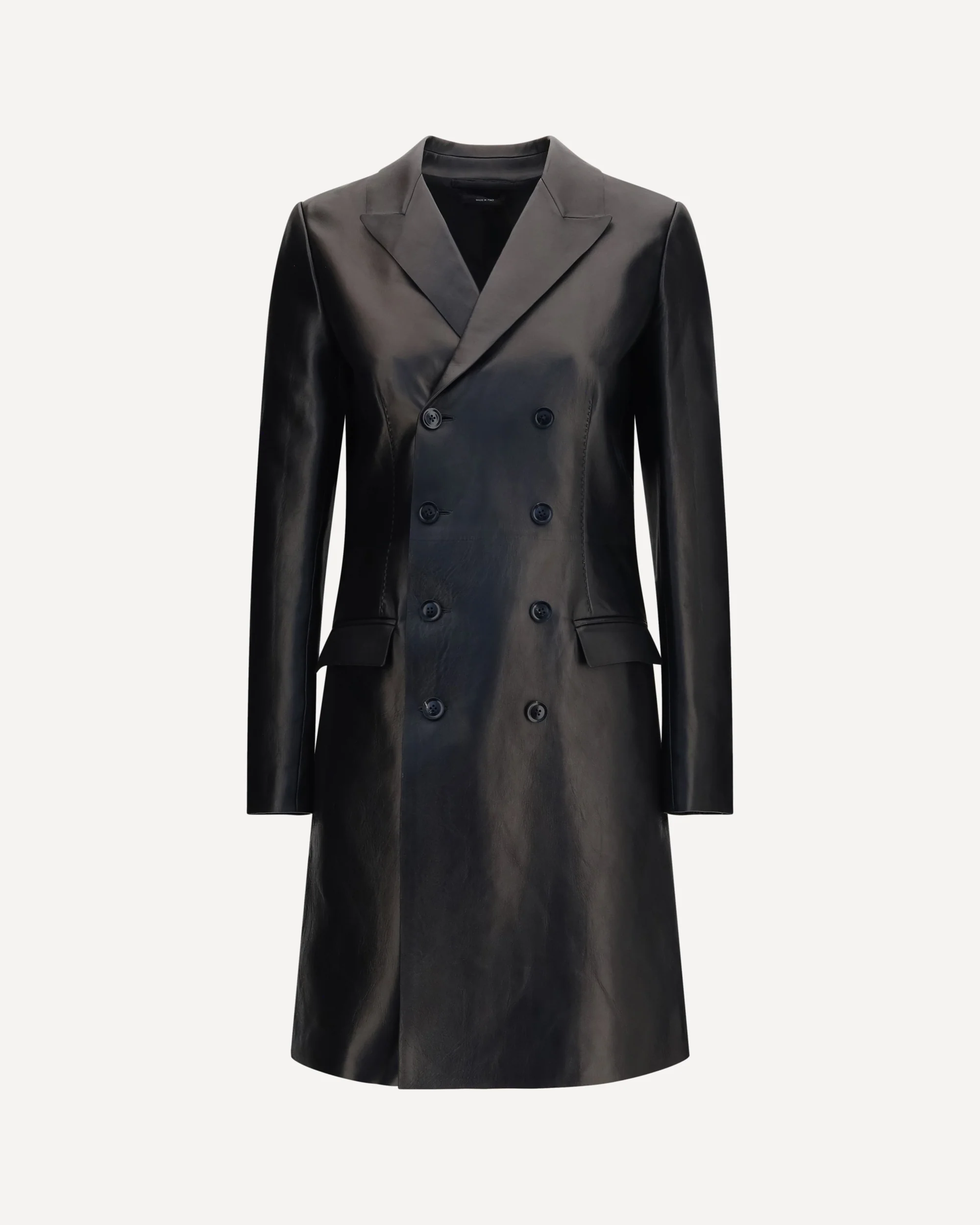 Double-breasted lambskin Coat - BLACK | Cheap Luxury Handbags Store,