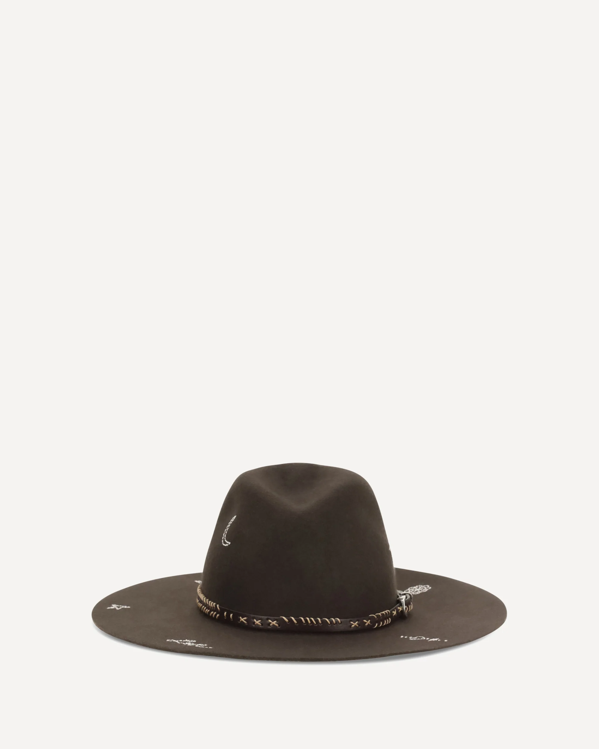 Embroidered wool Fedora - BROWN | Cheap Luxury Handbags Store,