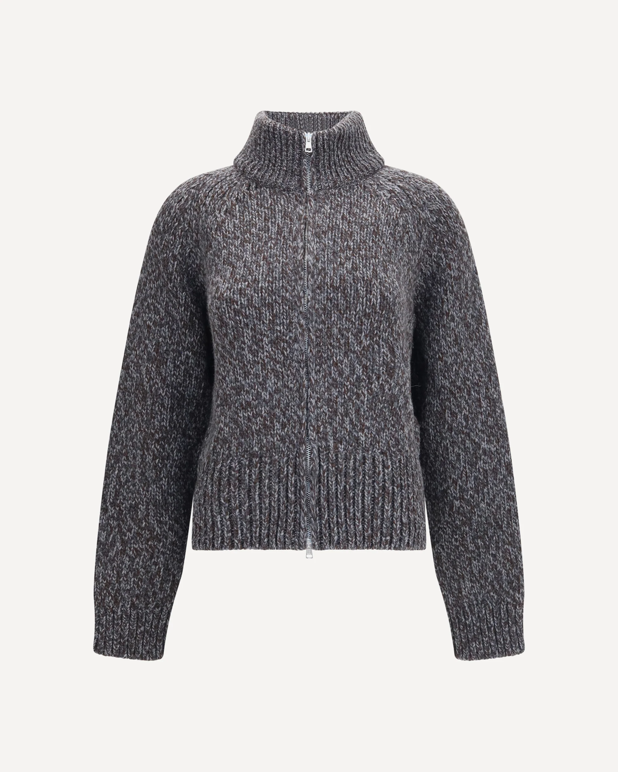 Merino wool zip Cardigan - GREY | Cheap Luxury Handbags Store,