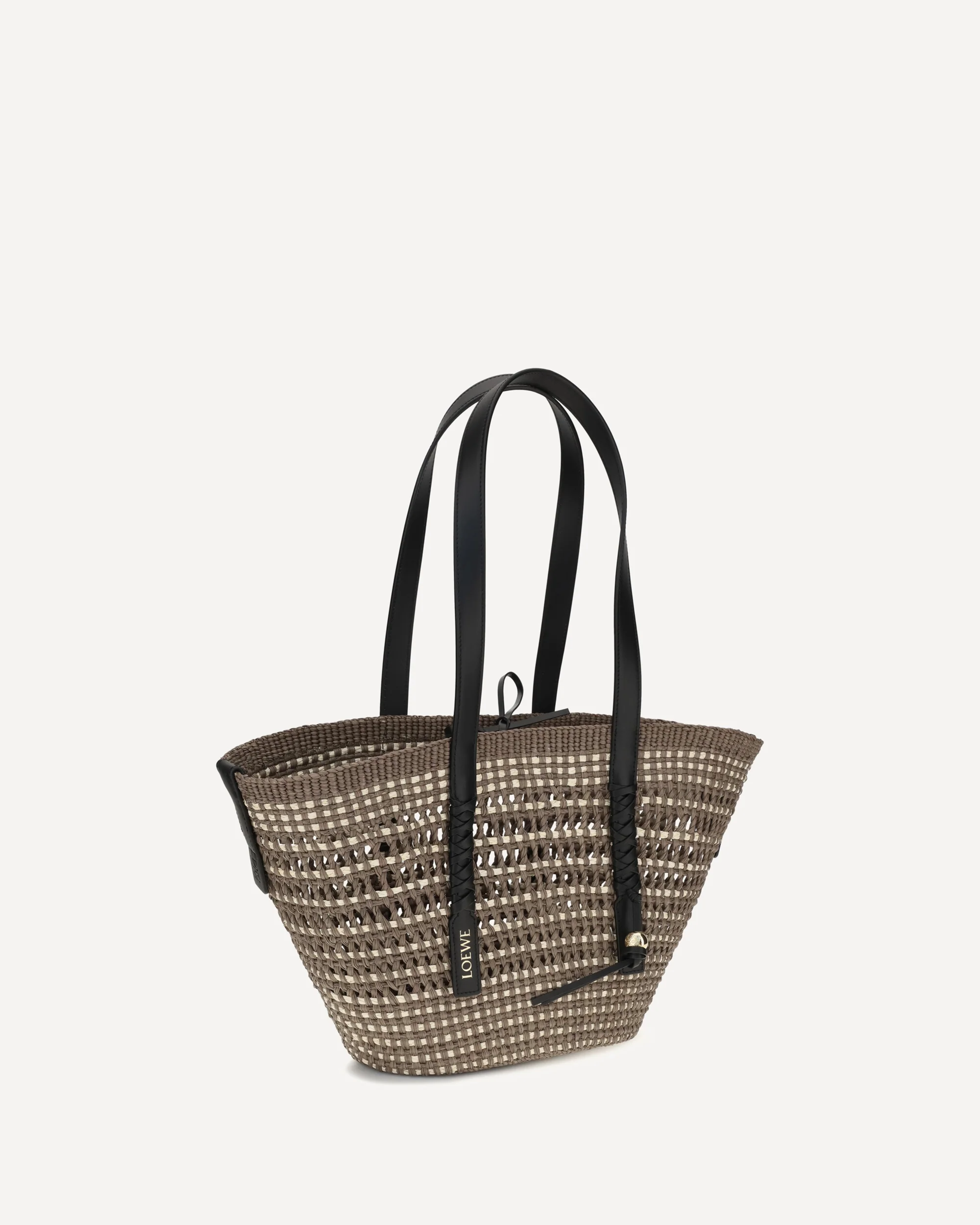 Medium Braid Basket Shoulder Bag in Iraca palm and calfskin - BROWN | Cheap Luxury Handbags Store,