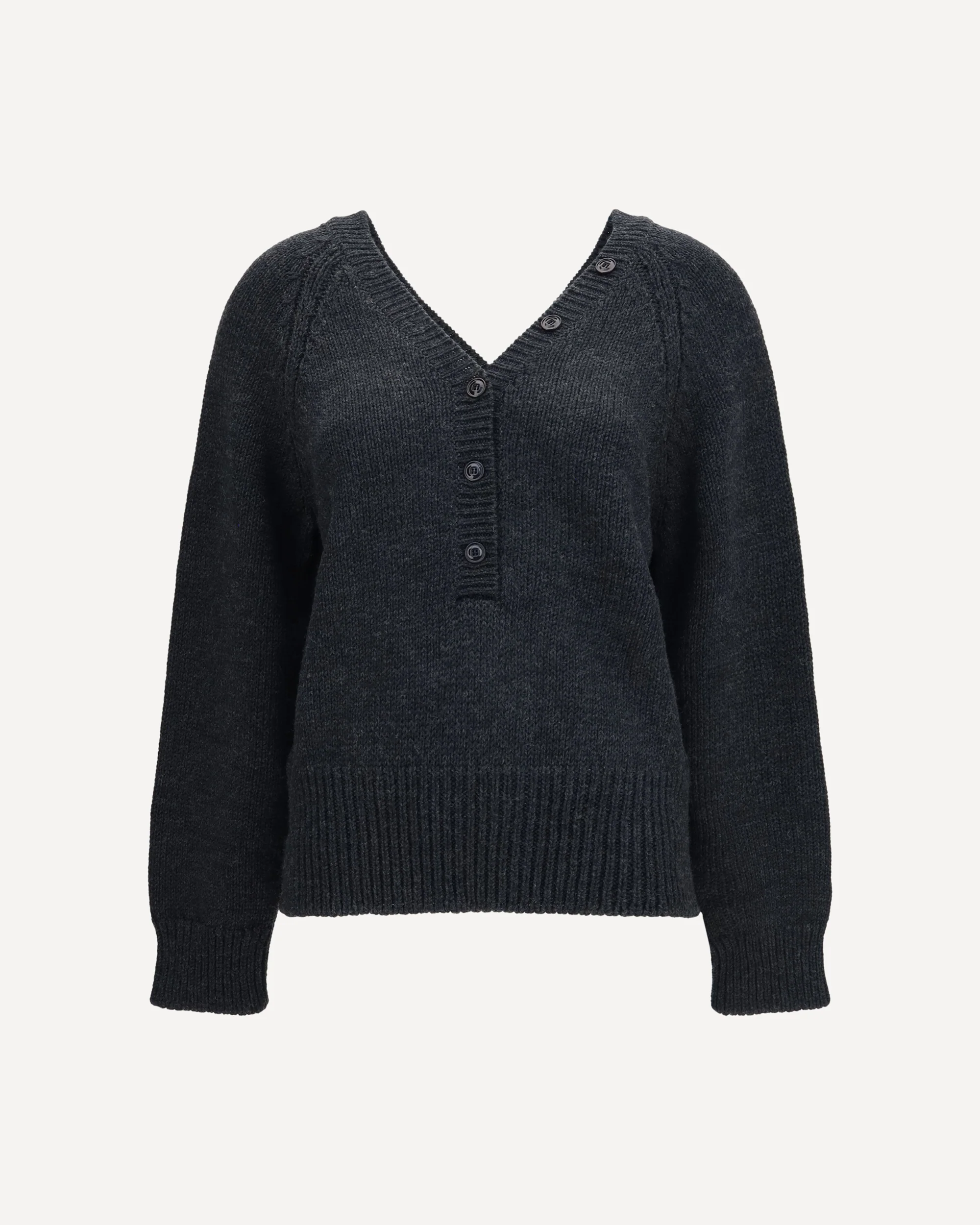 Country Henley merino Cardigan - GREY | Cheap Luxury Handbags Store,