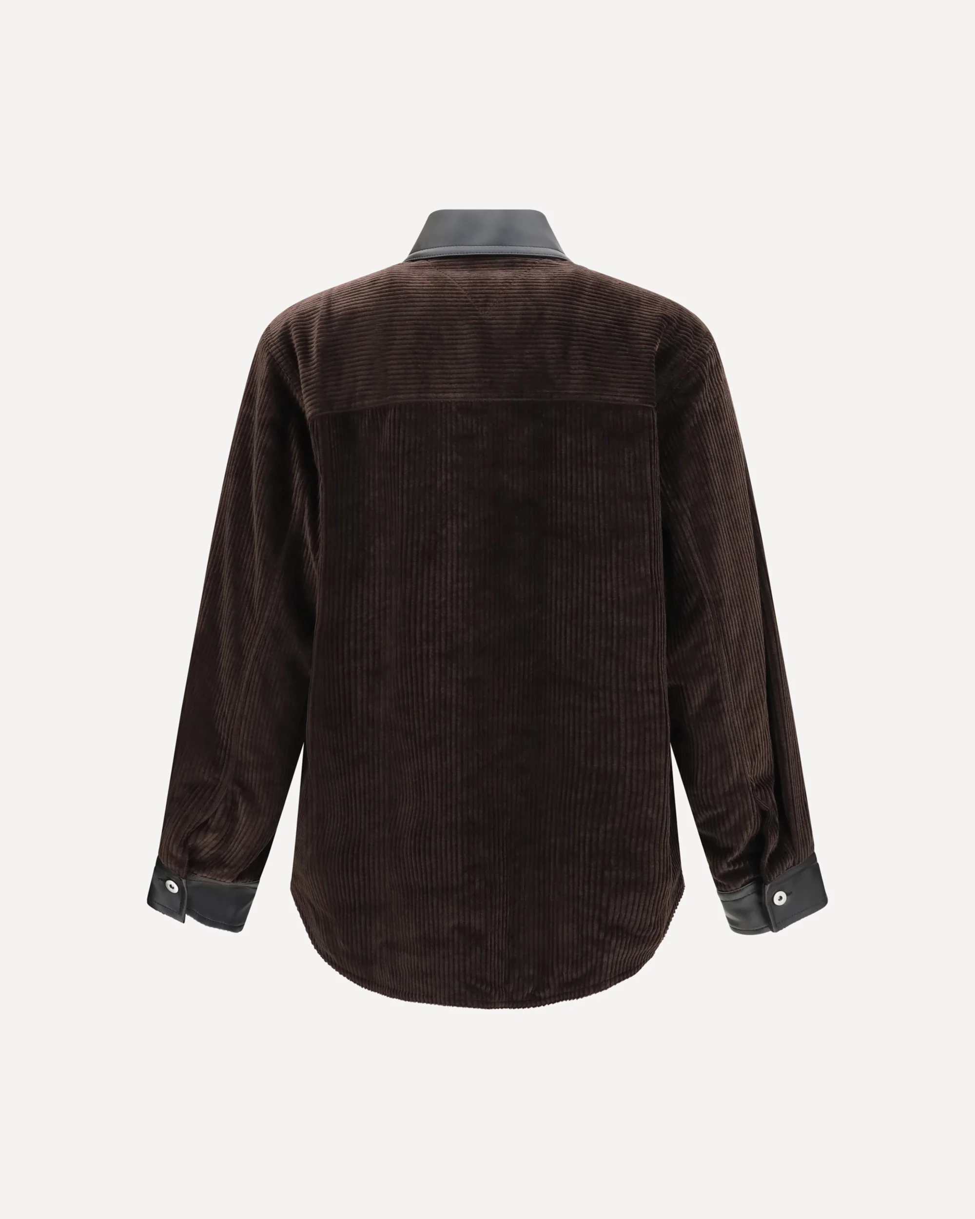 Corduroy Jacket with leather collar - BROWN | Cheap Luxury Handbags Store,