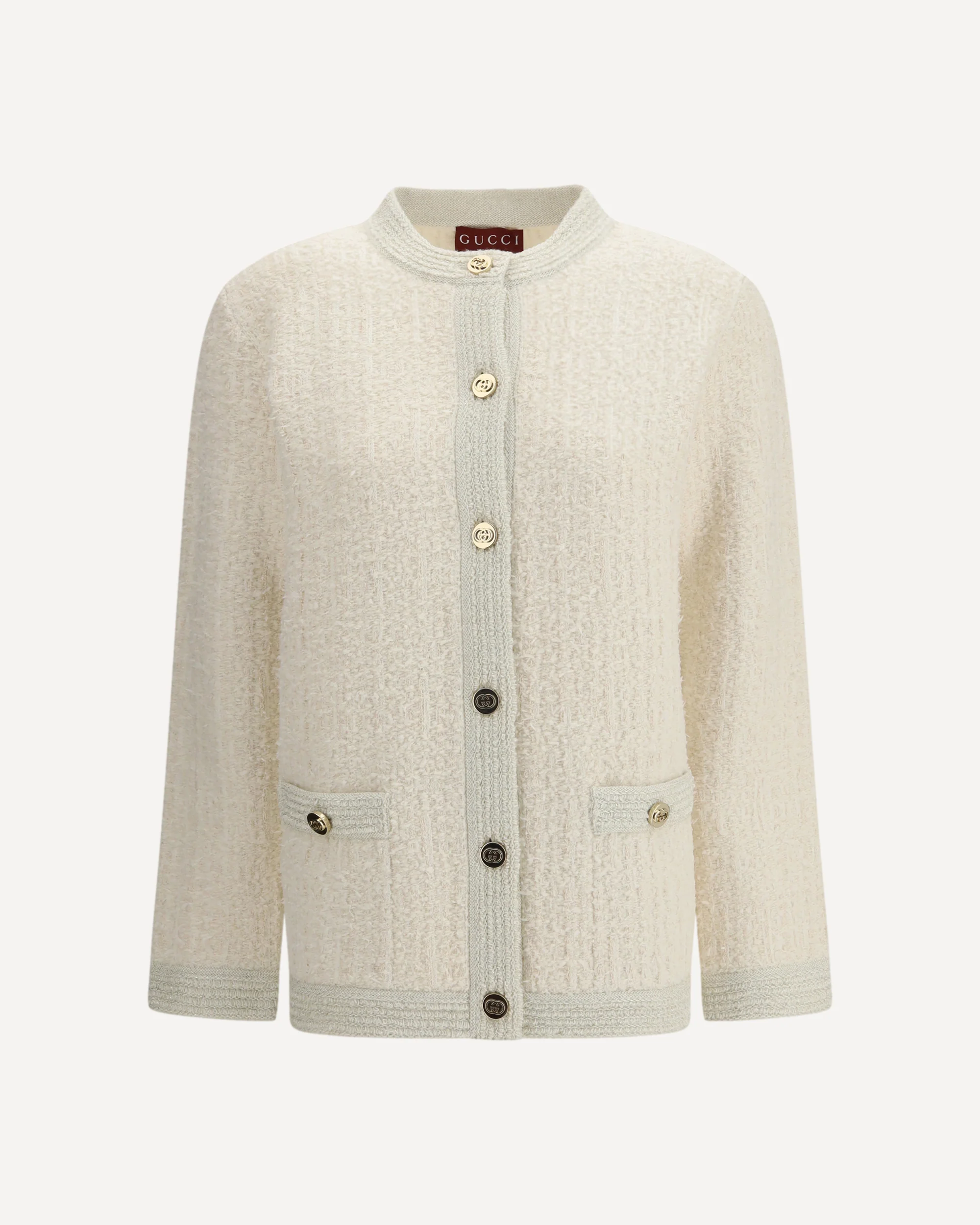 Bouclé lamé wool Cardigan - CREAM | Cheap Luxury Handbags Store,