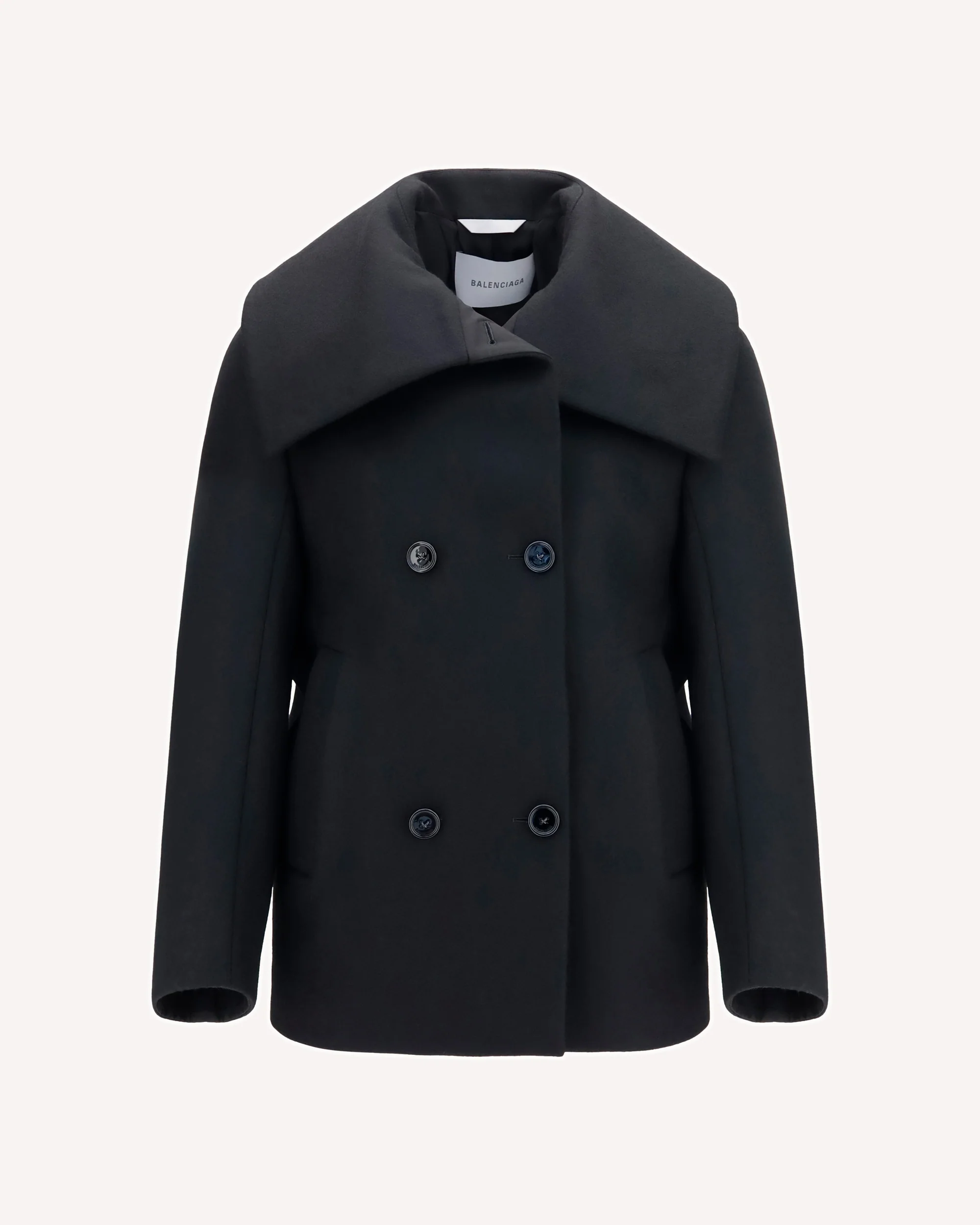 Structured high-neck Peacoat - BLACK | Cheap Luxury Handbags Store,