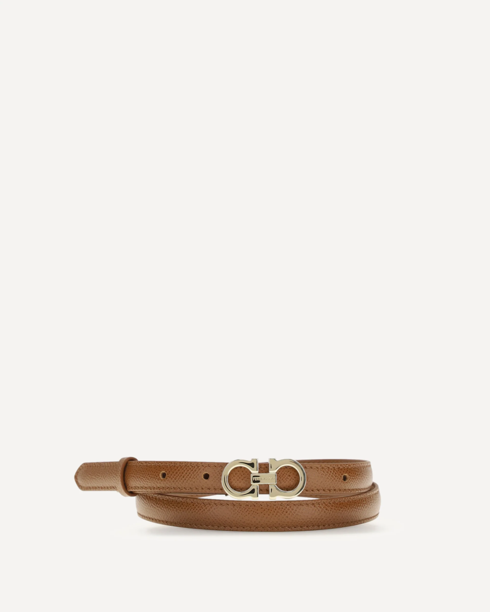 Gancini leather Belt - BEIGE | Cheap Luxury Handbags Store,
