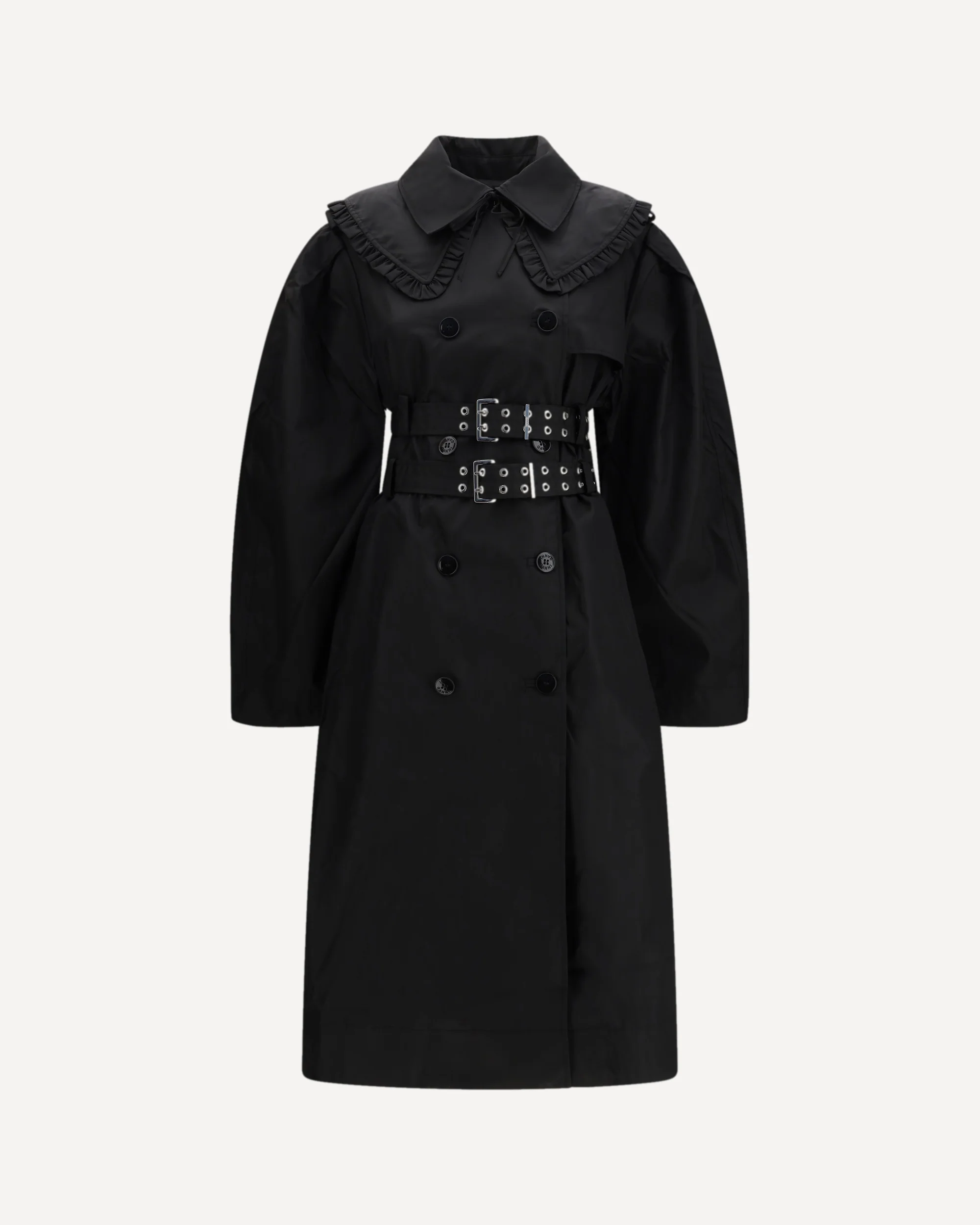 Belted double-breasted Coat - BLACK | Cheap Luxury Handbags Store,