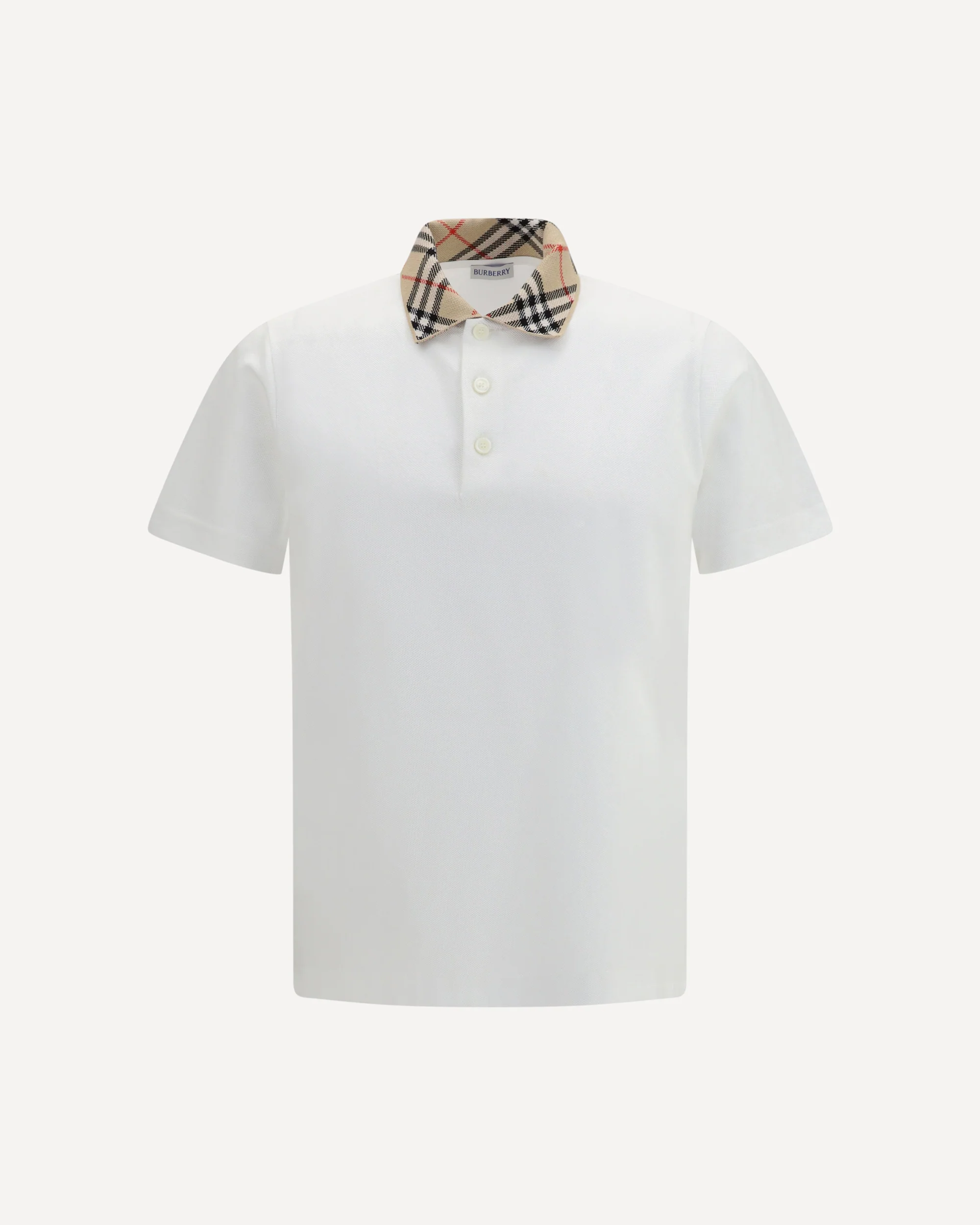 Cotton Check collar Polo - WHITE | Cheap Luxury Handbags Store,