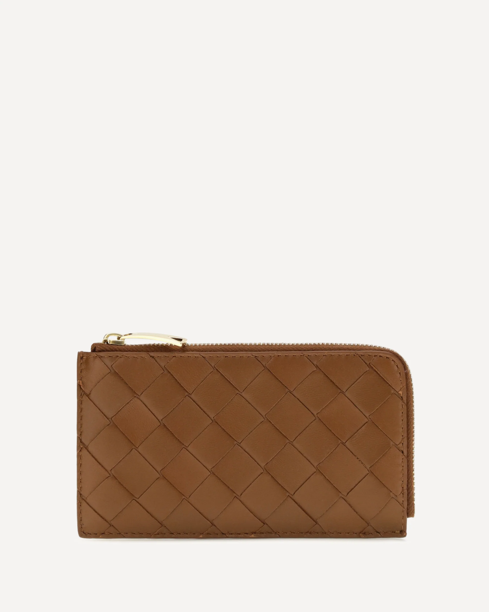 Intrecciato zip Card Holder - BROWN | Cheap Luxury Handbags Store,