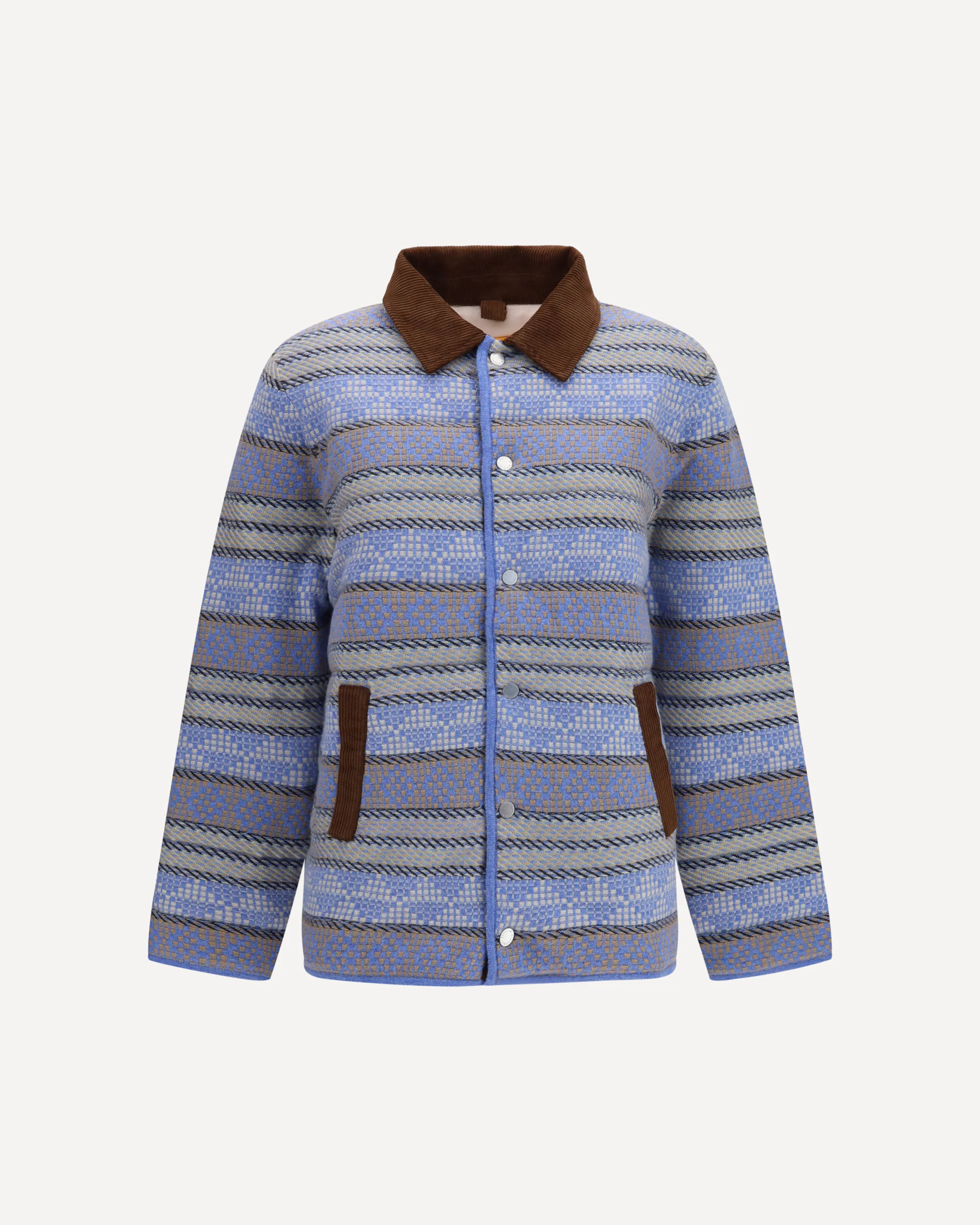Western Industry geometric Jacket - LIGHT BLUE | Cheap Luxury Handbags Store,
