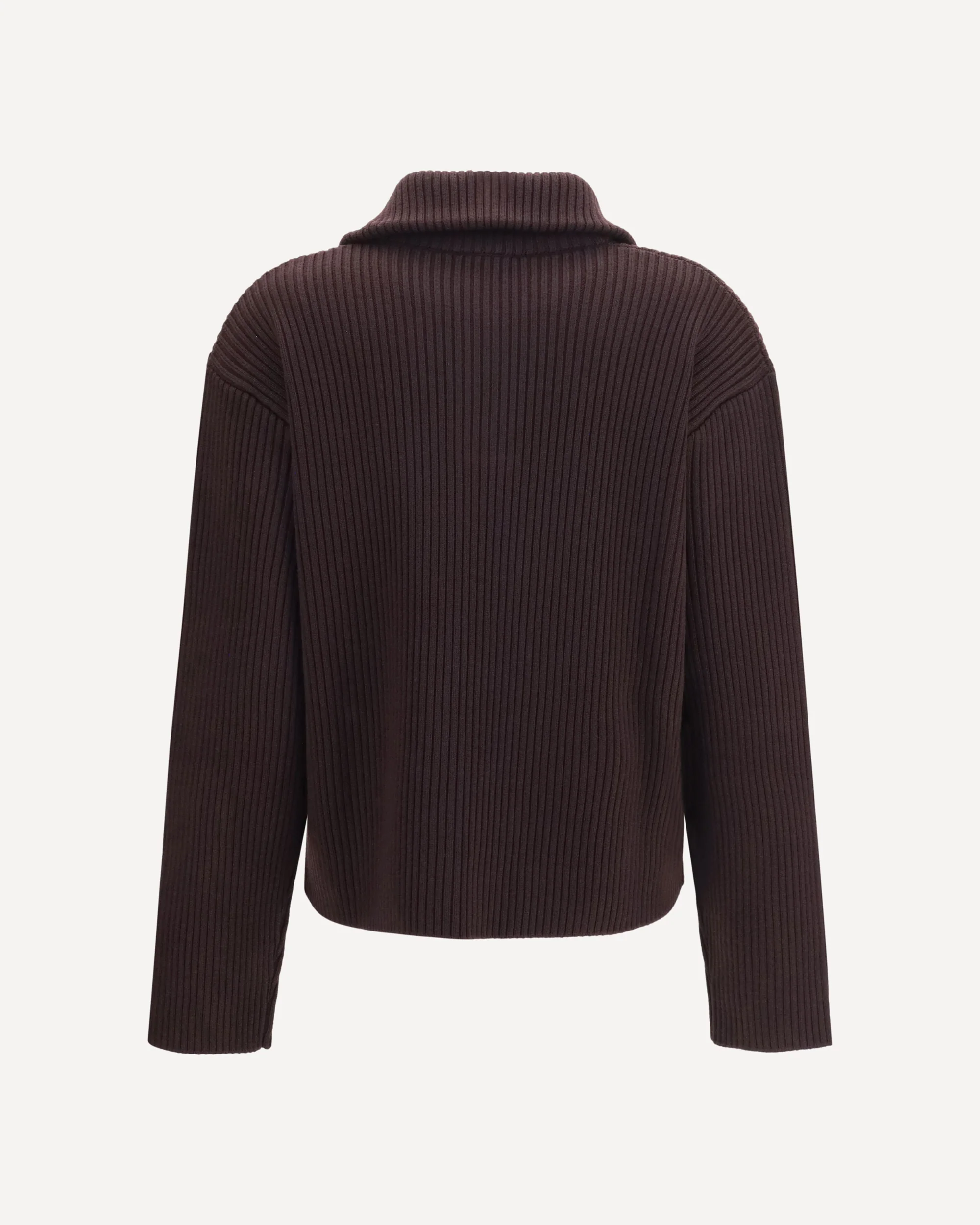 Ribbed zip Sweater - BROWN | Cheap Luxury Handbags Store,