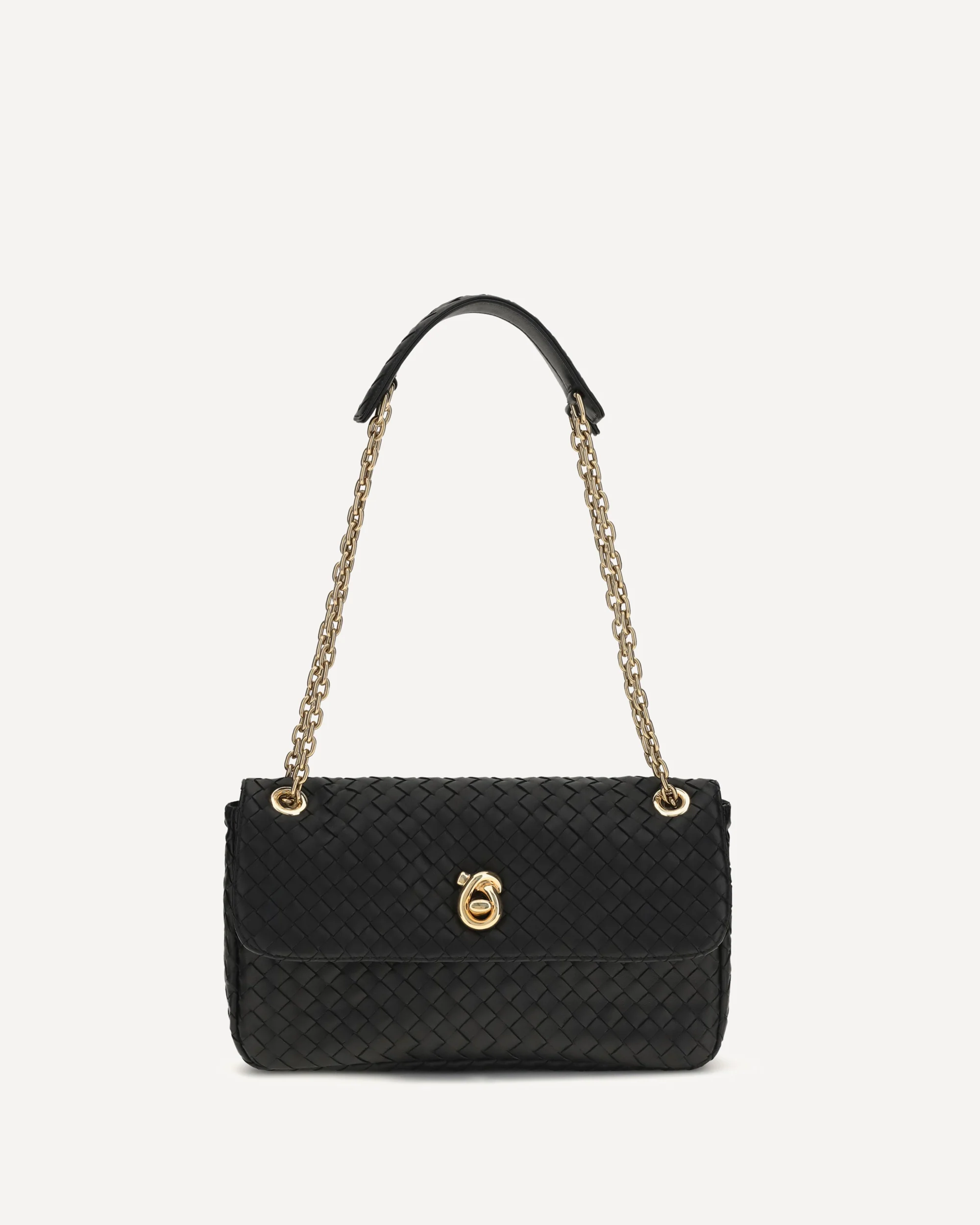 Intrecciato Shoulder Bag - BLACK | Cheap Luxury Handbags Store,