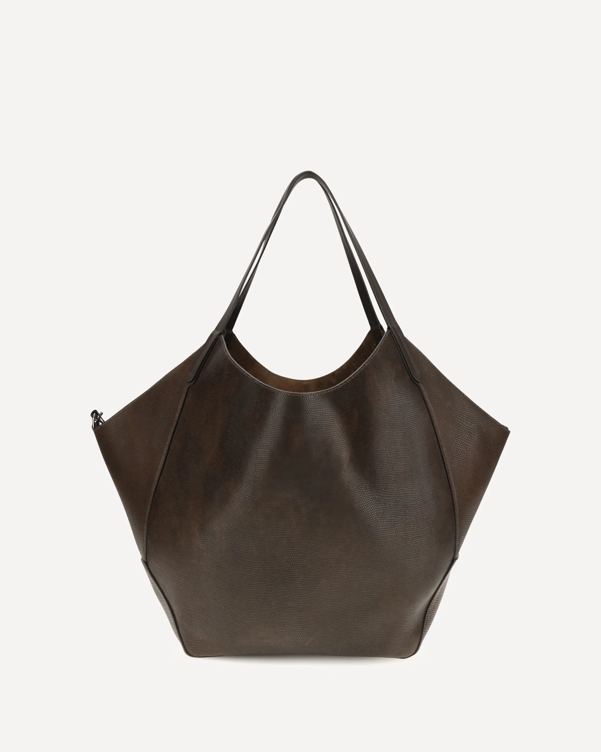 Leather Shopping Bag with monili detail - BROWN | Cheap Luxury Handbags Store,