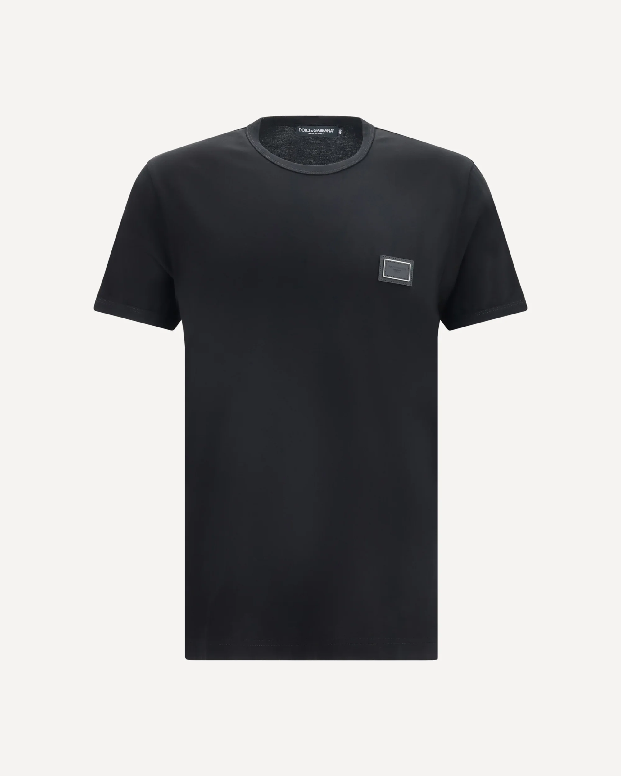 Cotton T-shirt with logo plaque - BLACK | Cheap Luxury Handbags Store,