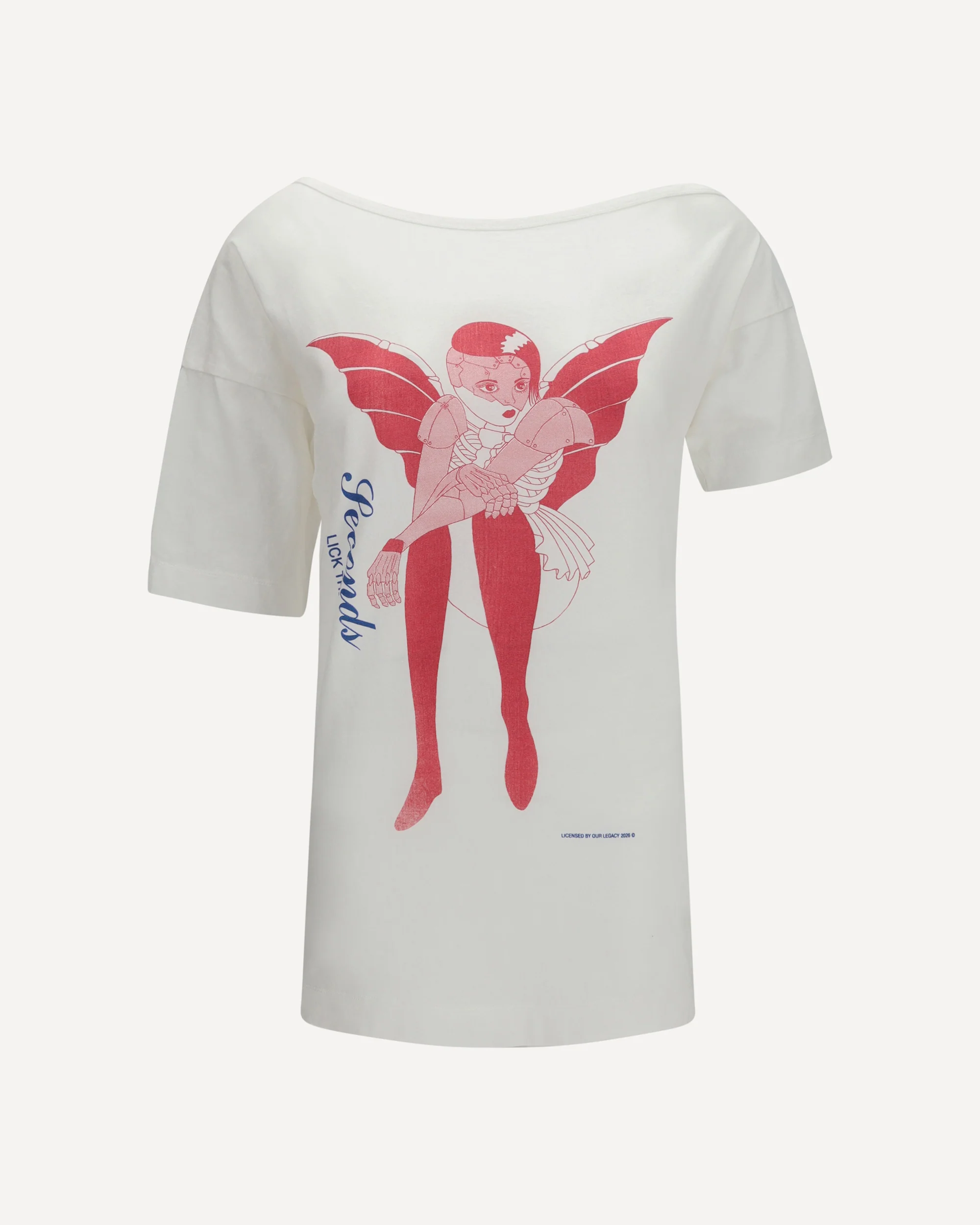 Slant T-shirt with Cybernetic Demon print - WHITE | Cheap Luxury Handbags Store,