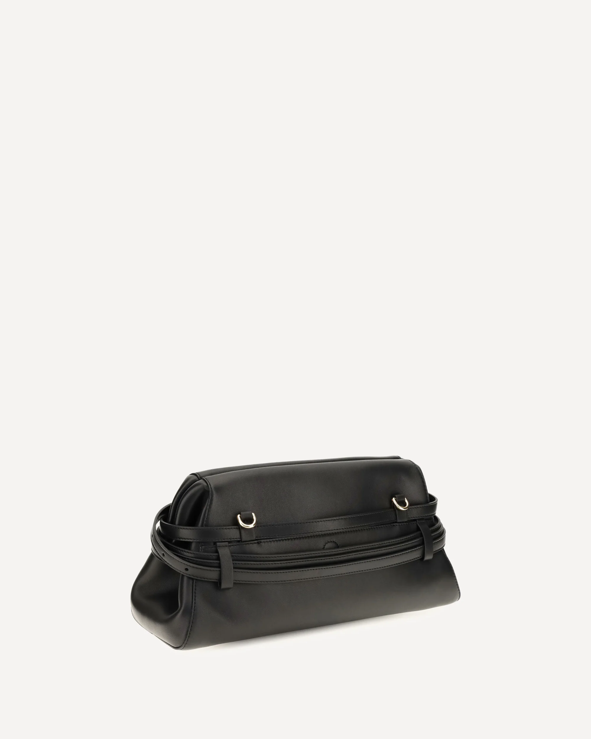 Leather Clutch with buckle detail - BLACK | Cheap Luxury Handbags Store,