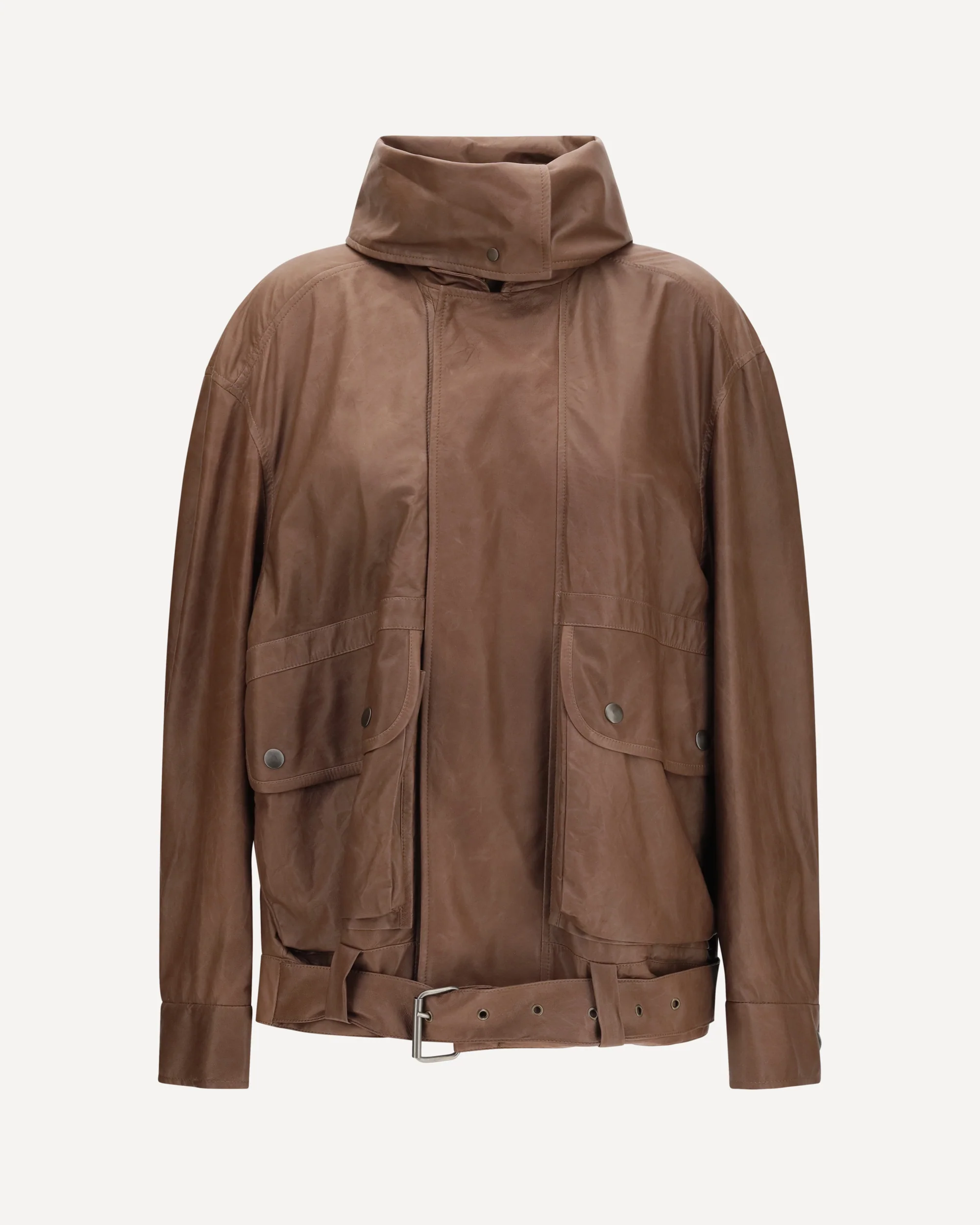 Isa Leather Jacket - BROWN | Cheap Luxury Handbags Store,