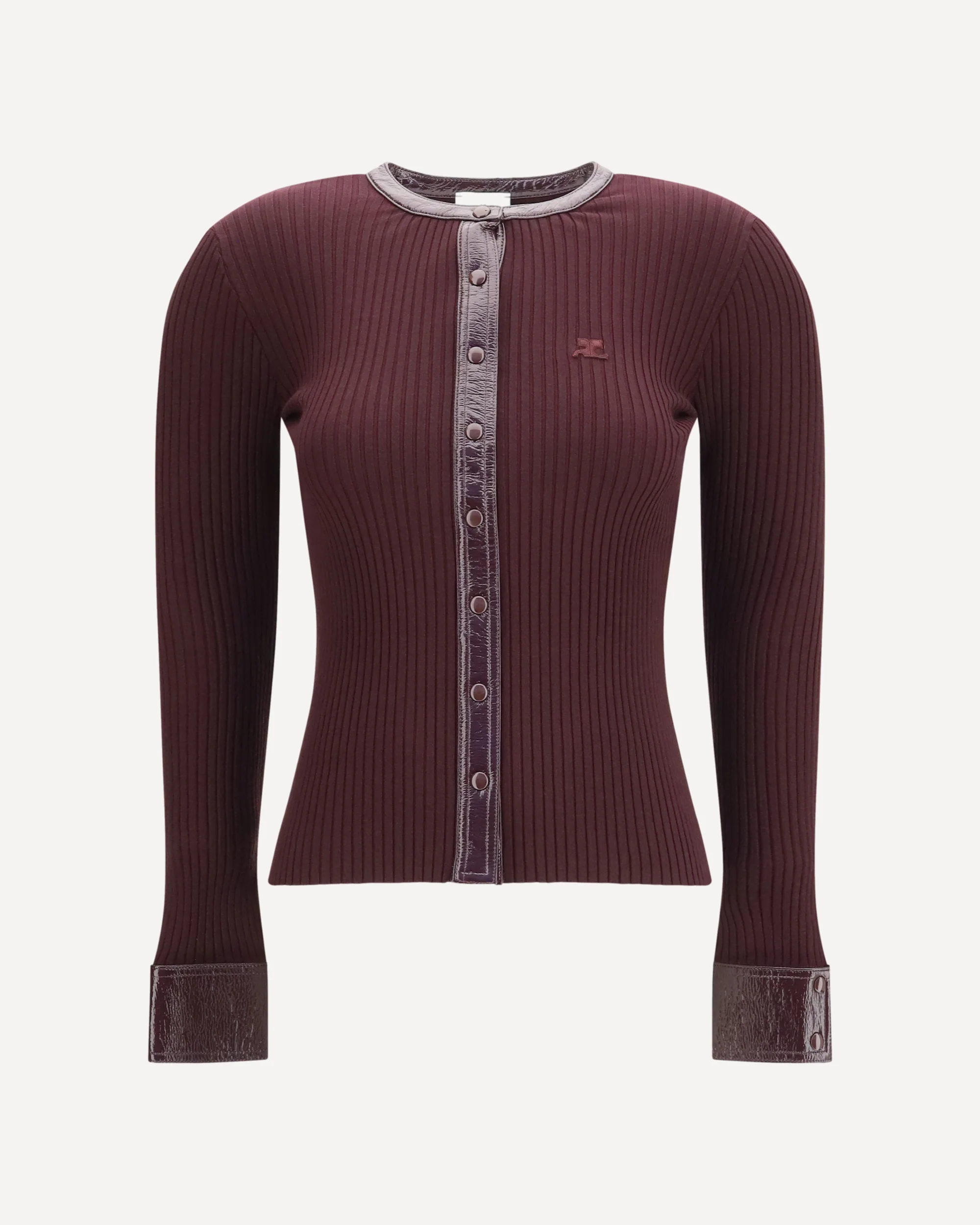 Vinyl and knit Cardigan - BORDEAUX | Cheap Luxury Handbags Store,