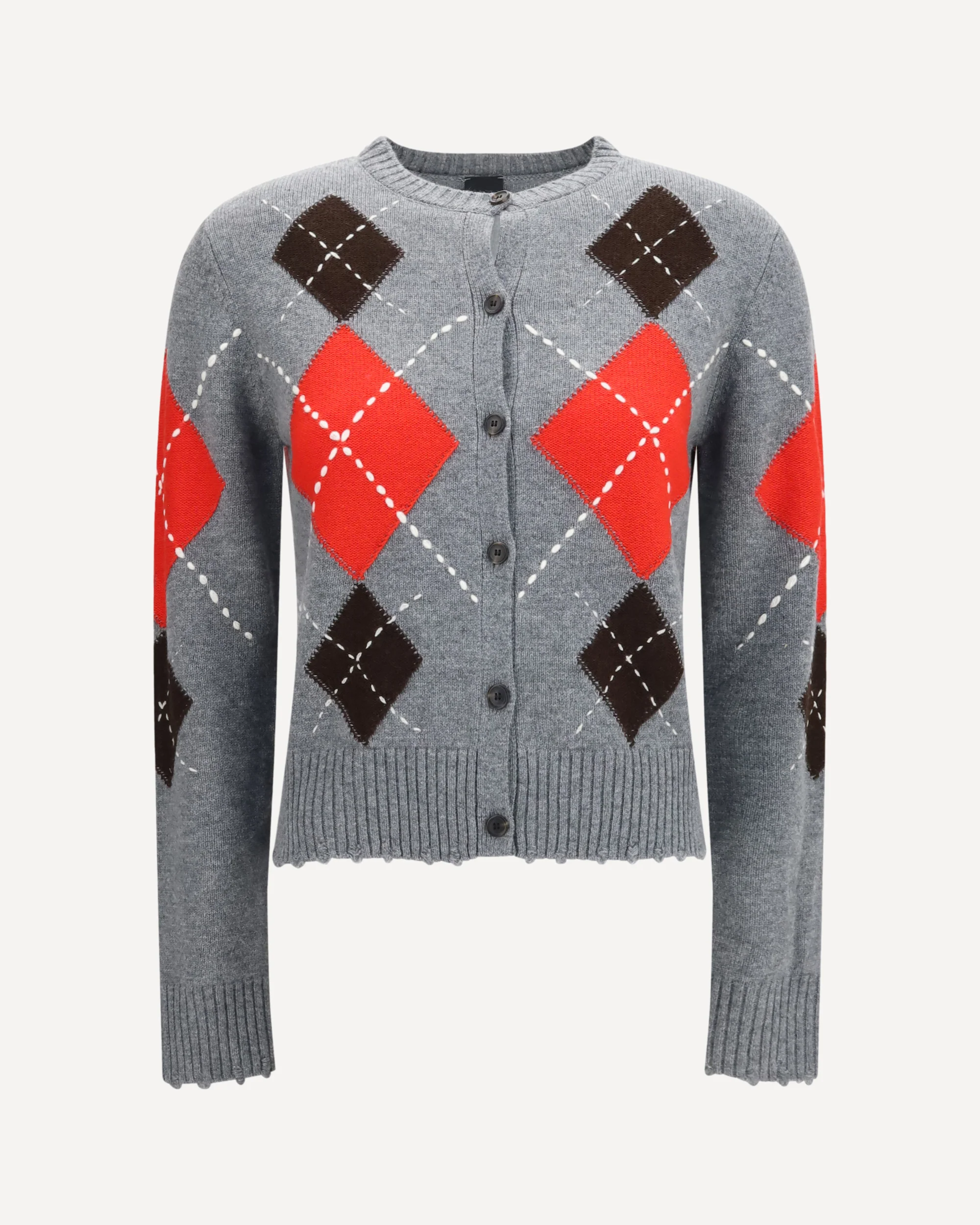 Cardiff diamond wool and cashmere crewneck Cardigan - GREY | Cheap Luxury Handbags Store,