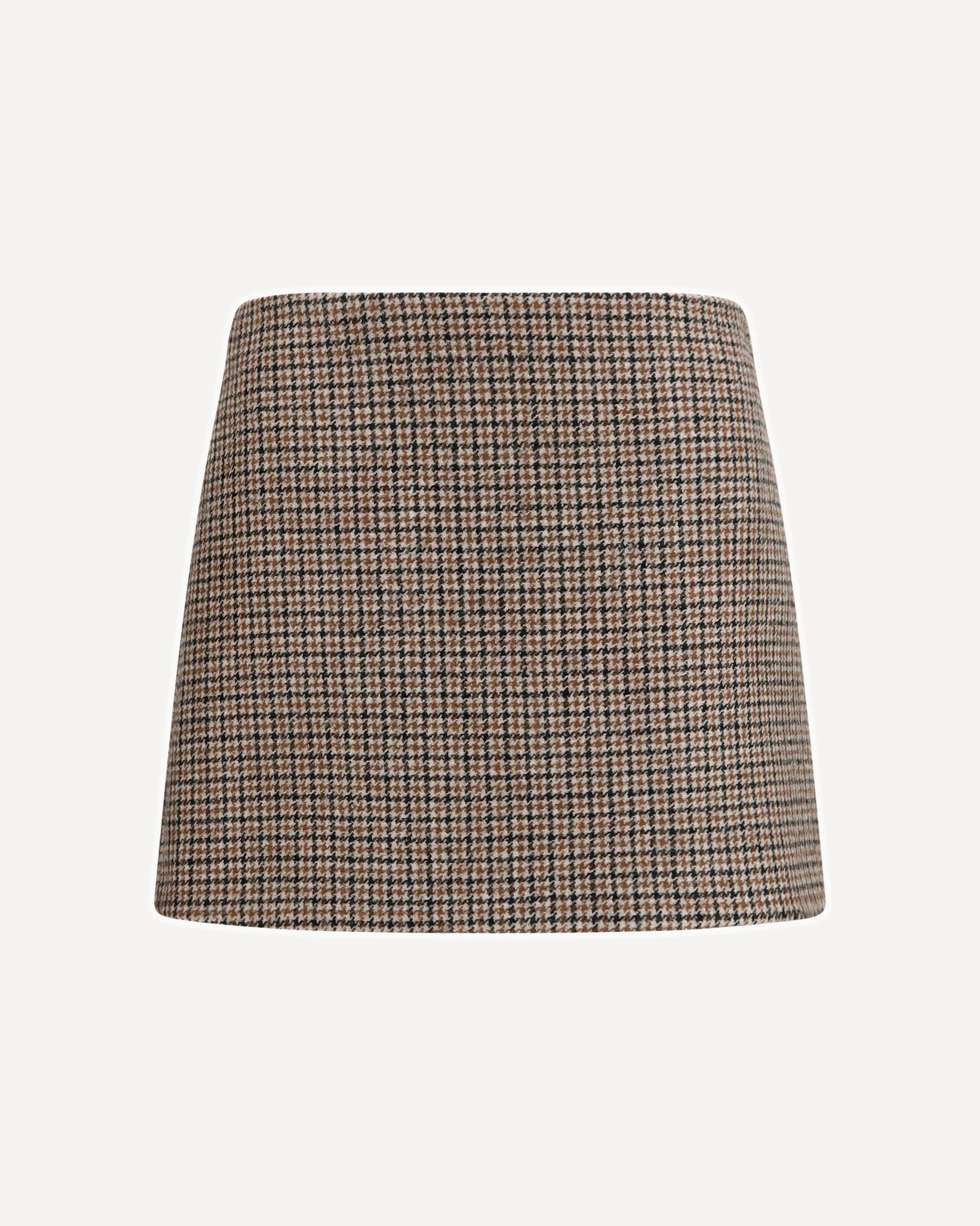 Houndstooth Mini Skirt - BROWN | Cheap Luxury Handbags Store,