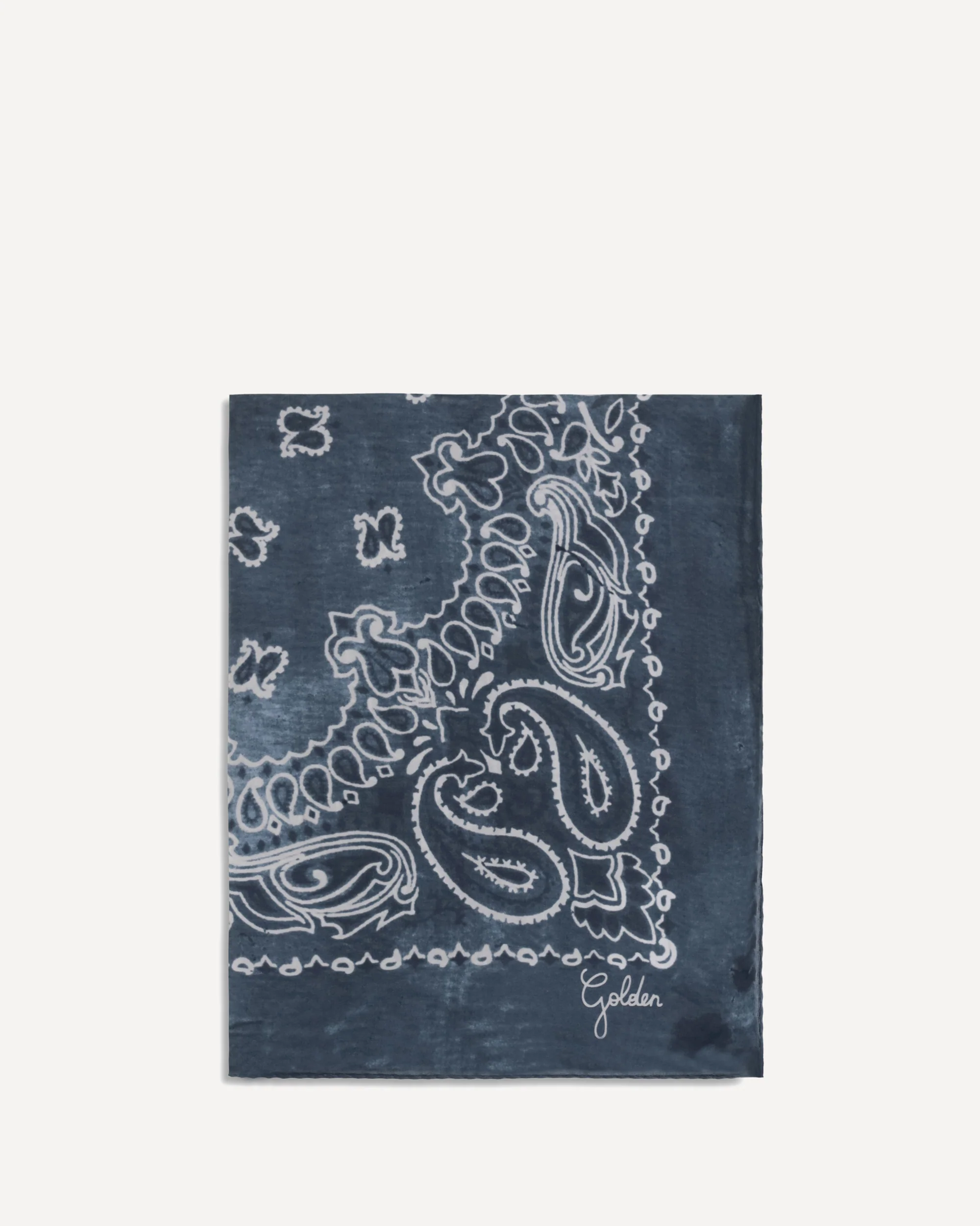 Golden paisley printed silk Scarf - BLUE | Cheap Luxury Handbags Store,