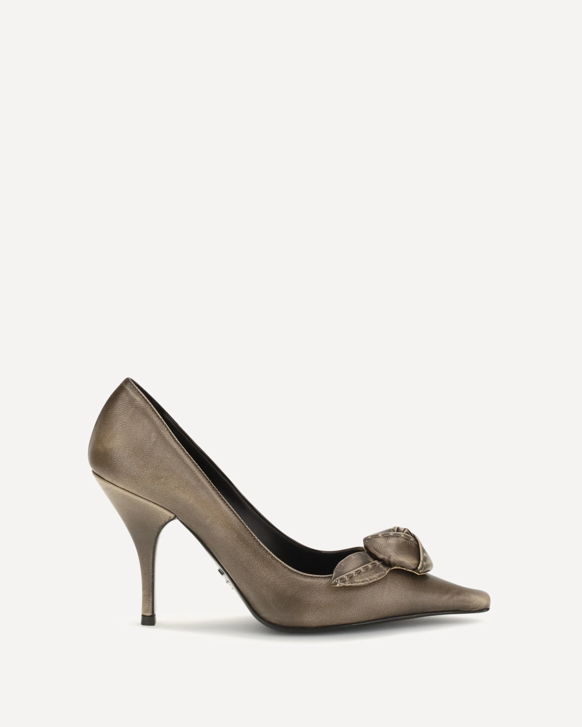 Leather Pumps with rose appliqué - BROWN | Cheap Luxury Handbags Store,
