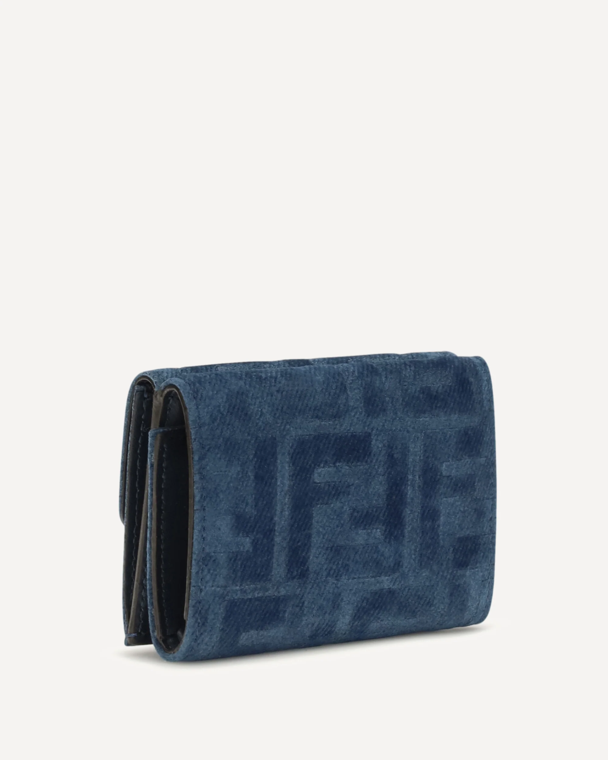 Trifold Wallet with FF monogram in jacquard - BLUE | Cheap Luxury Handbags Store,