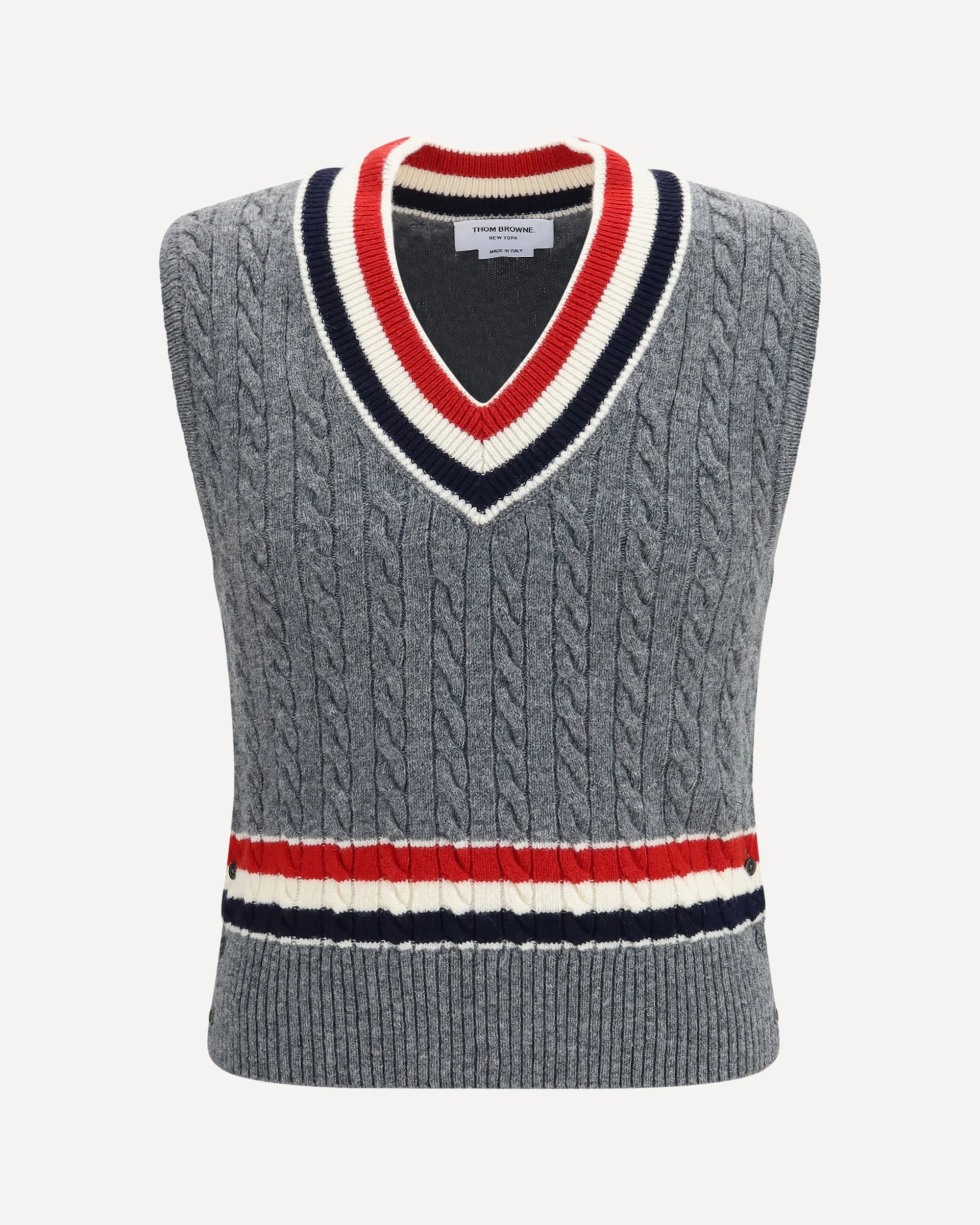Cable-knit cricket V-neck Vest - GREY | Cheap Luxury Handbags Store,