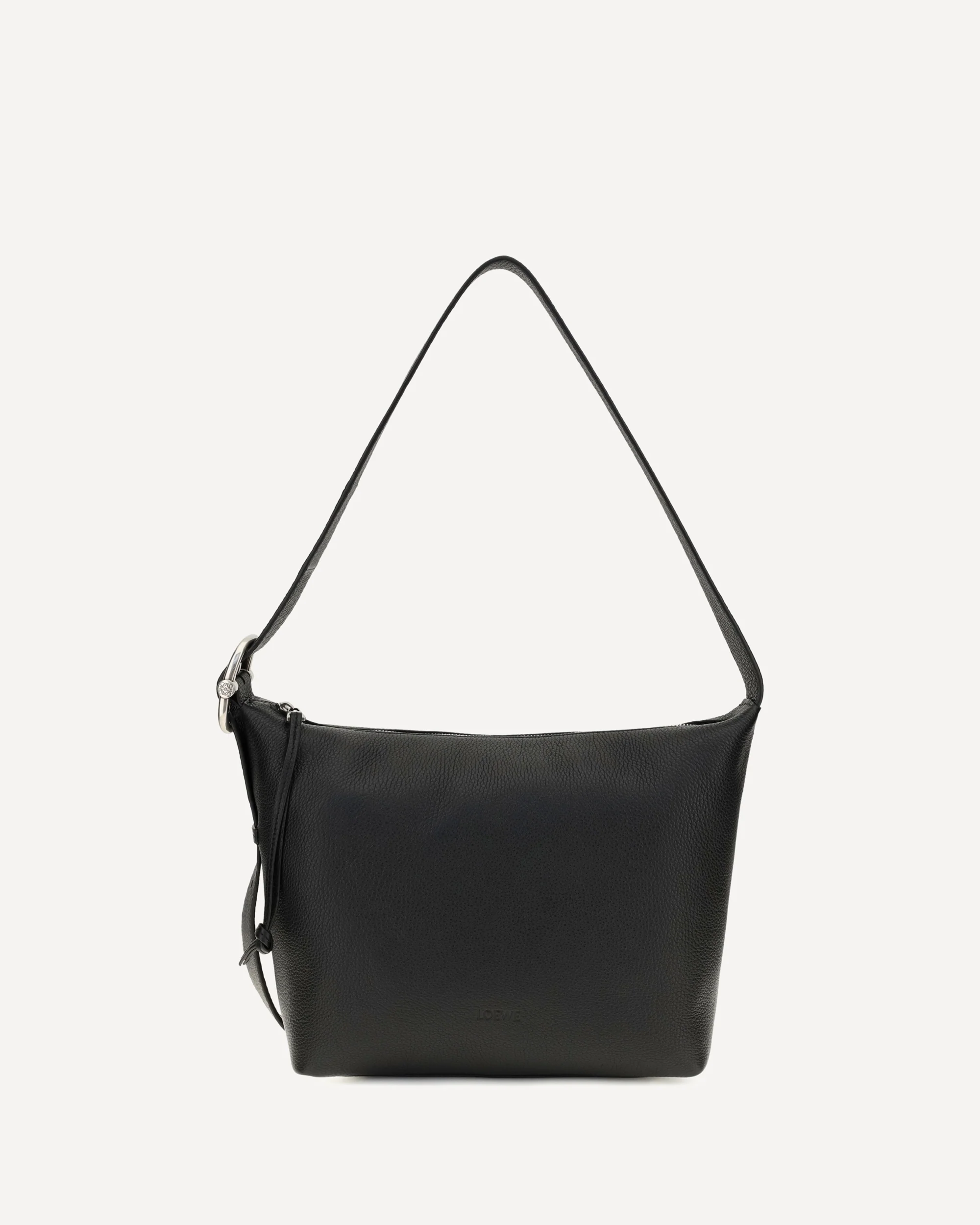 Medium Loop Hobo Bag in grained calfskin - BLACK | Cheap Luxury Handbags Store,