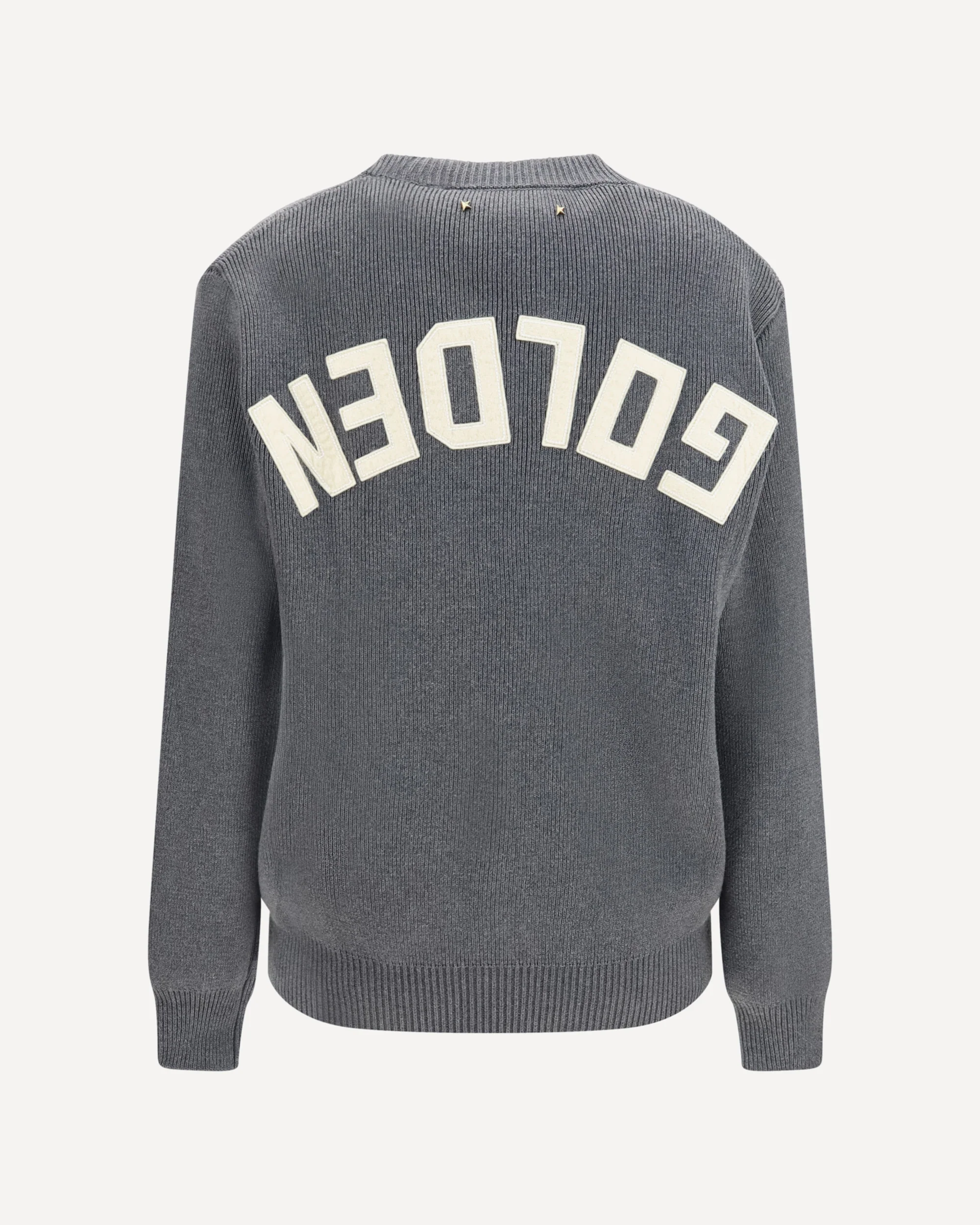 Cotton crewneck Sweater with back logo - GREY | Cheap Luxury Handbags Store,