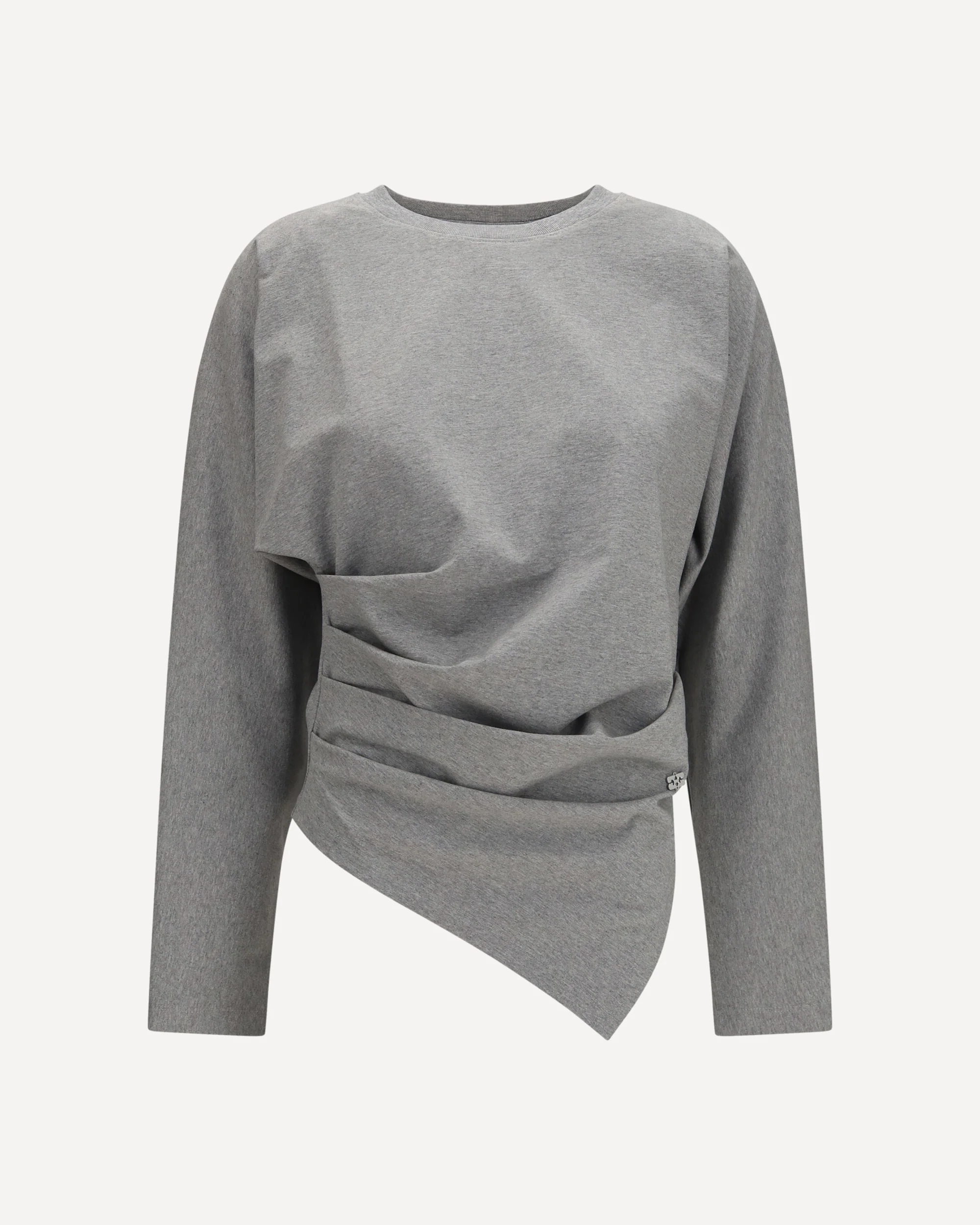 Asymmetric draped stretch cotton Top - GREY | Cheap Luxury Handbags Store,