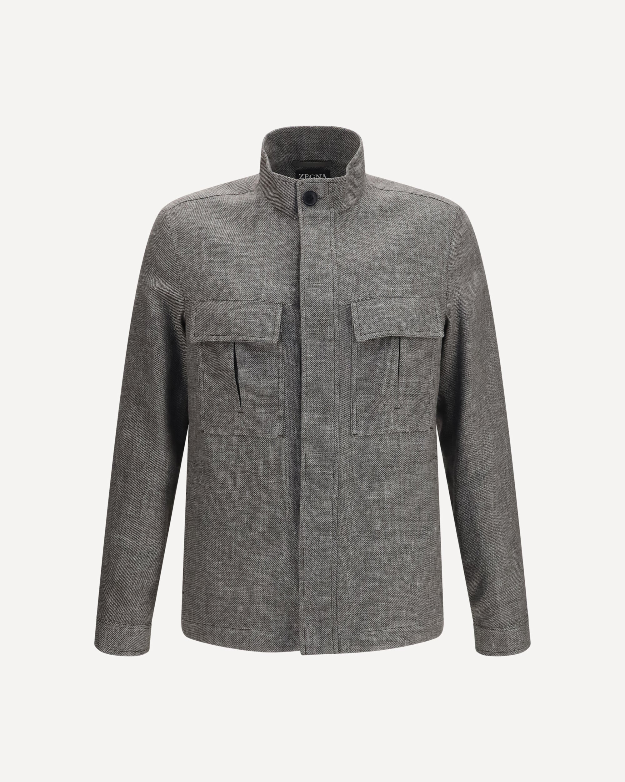 High-collar Shirt Jacket - GREY | Cheap Luxury Handbags Store,