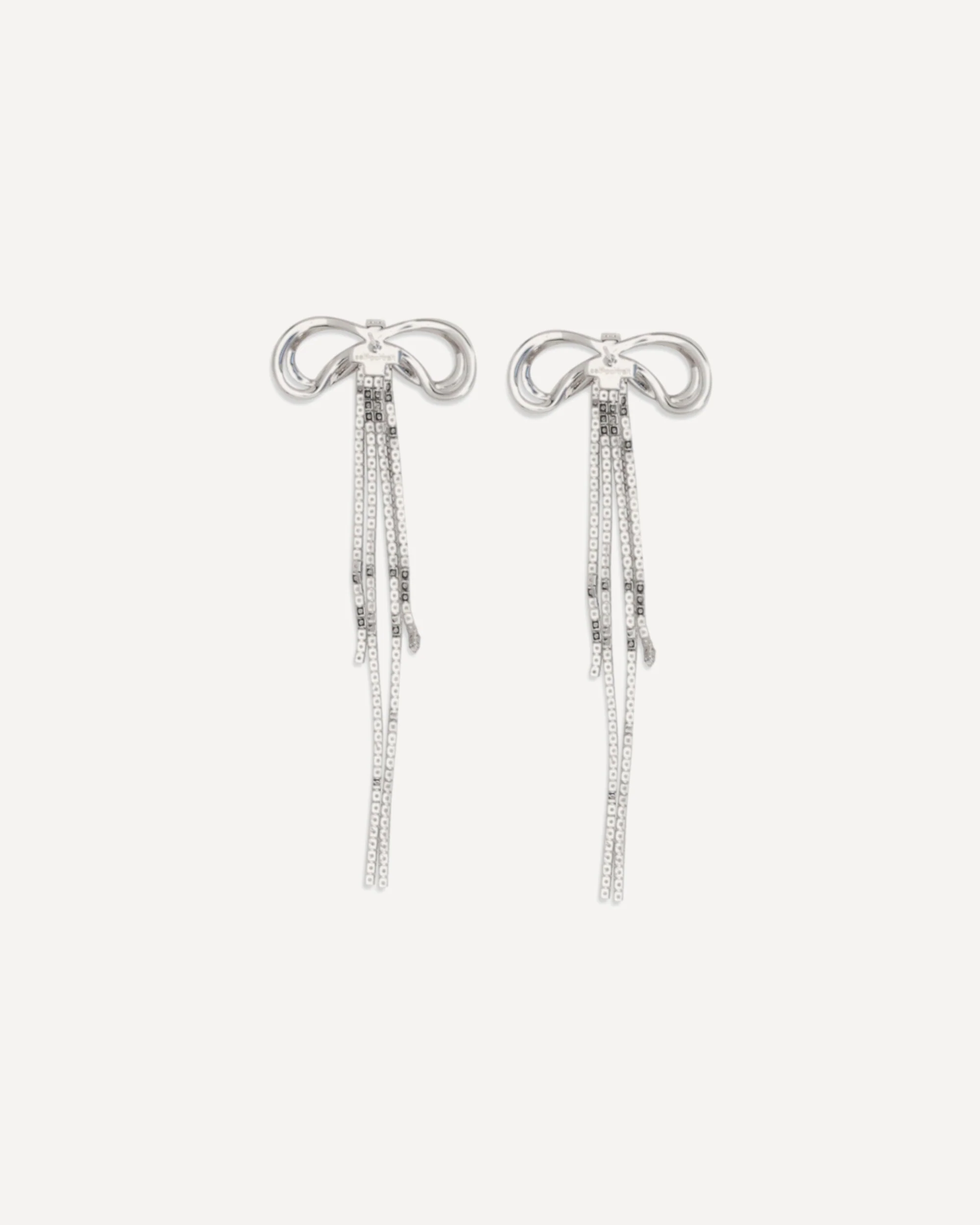 Double crystal bow Earrings - SILVER | Cheap Luxury Handbags Store,