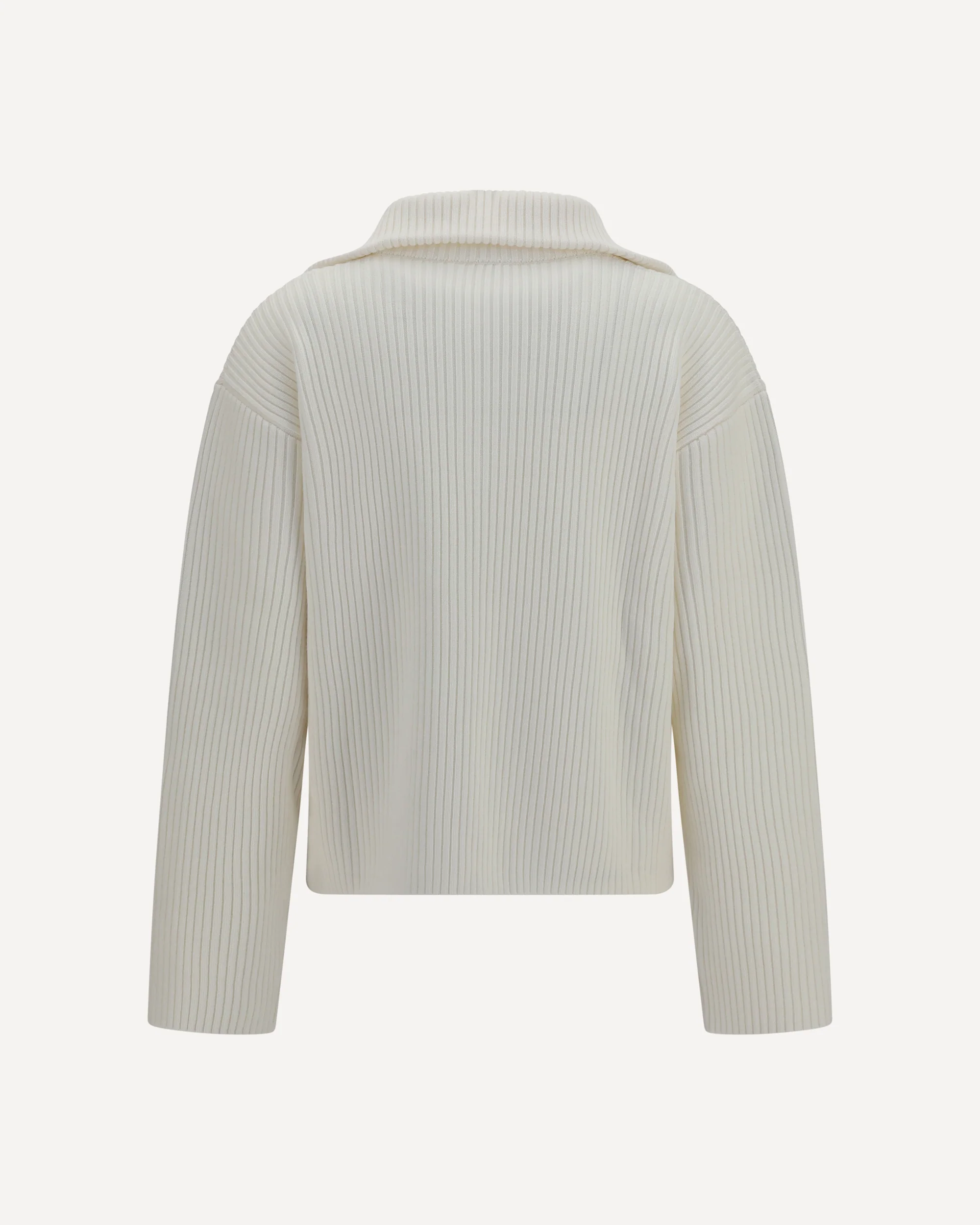 Ribbed zip Sweater - WHITE | Cheap Luxury Handbags Store,