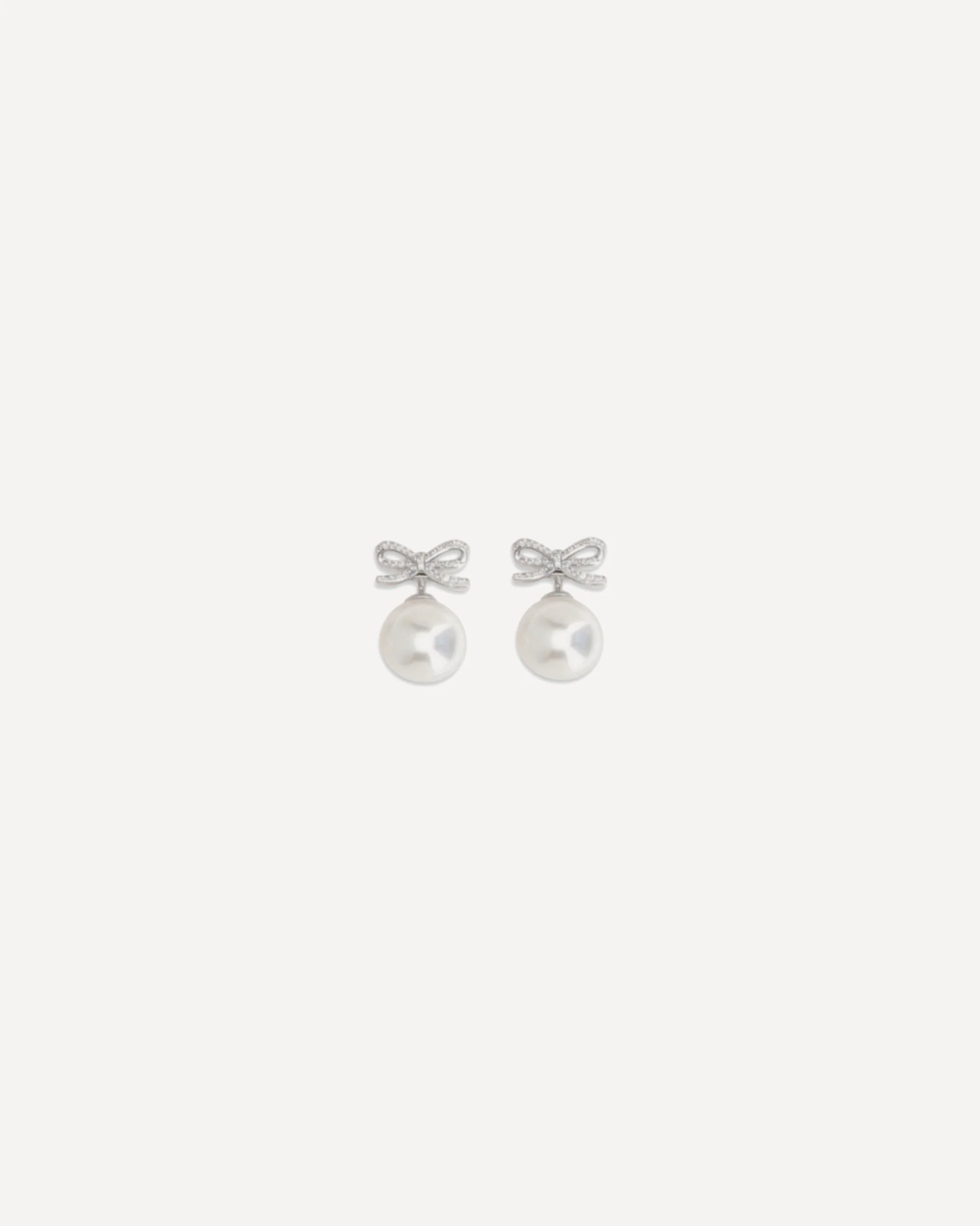 Crystal bow Earrings with pearl - SILVER | Cheap Luxury Handbags Store,