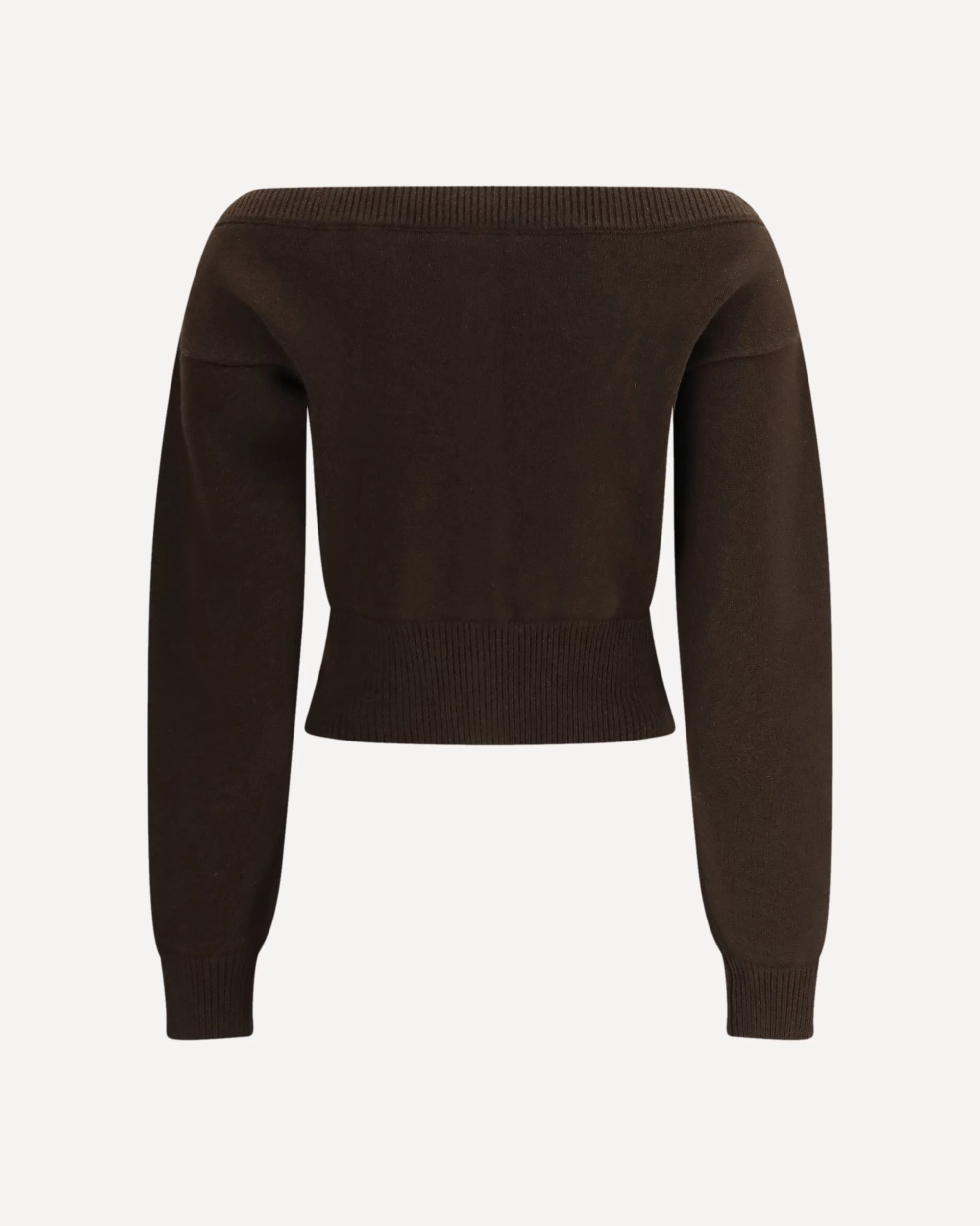 Soft cashmere open-neck shrunken Cardigan - BROWN | Cheap Luxury Handbags Store,