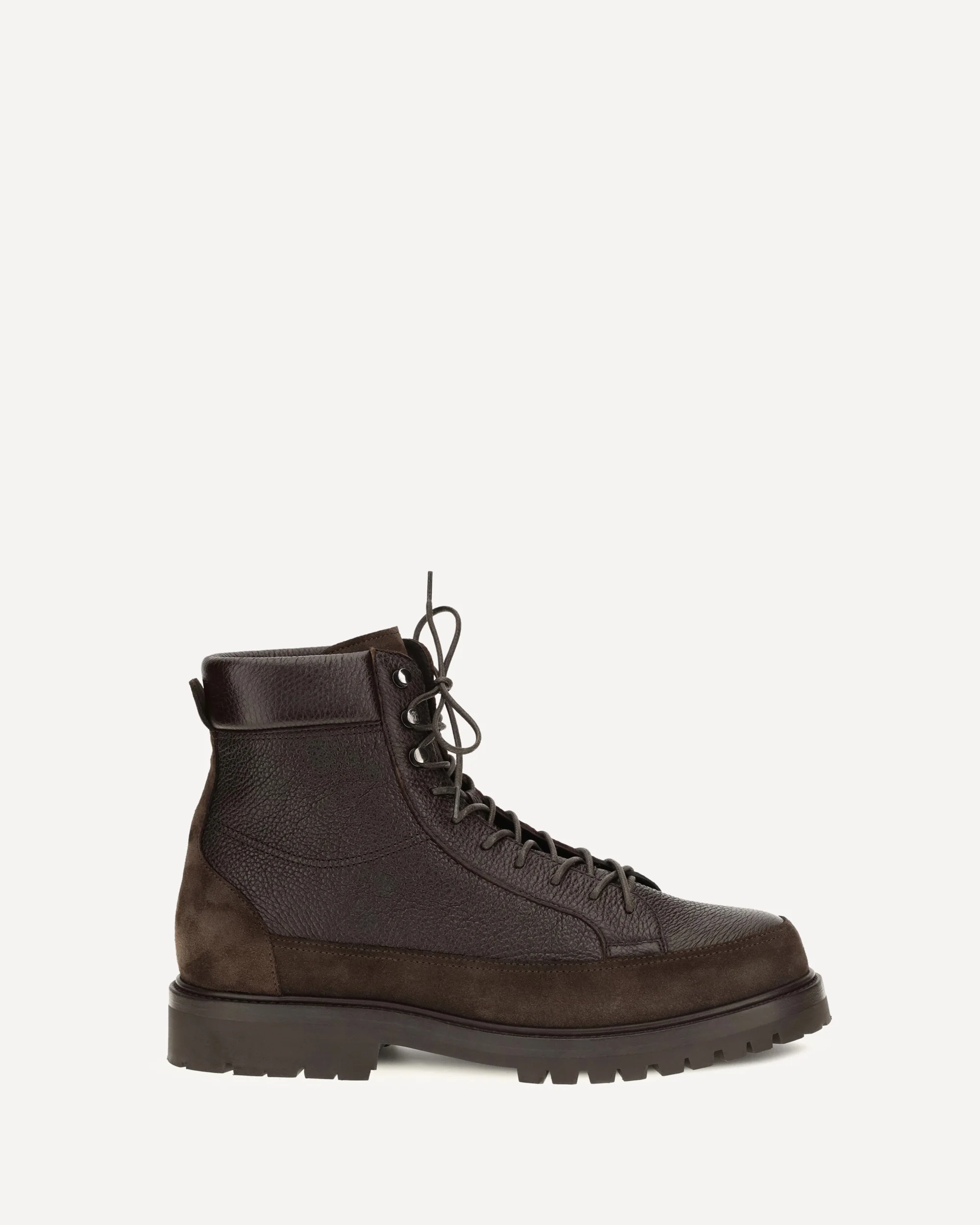 Lace-up deer leather and suede ankle Boots - BROWN | Cheap Luxury Handbags Store,