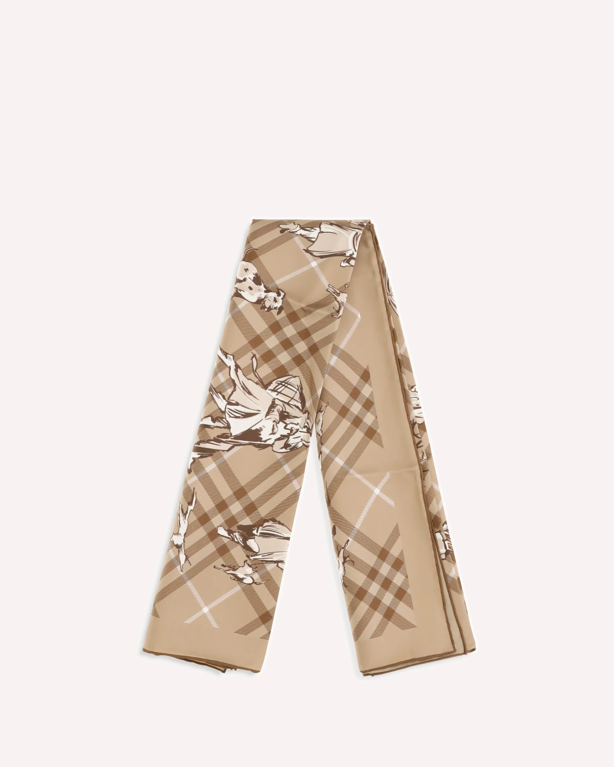 Check silk Twill Scarf - BEIGE | Cheap Luxury Handbags Store,