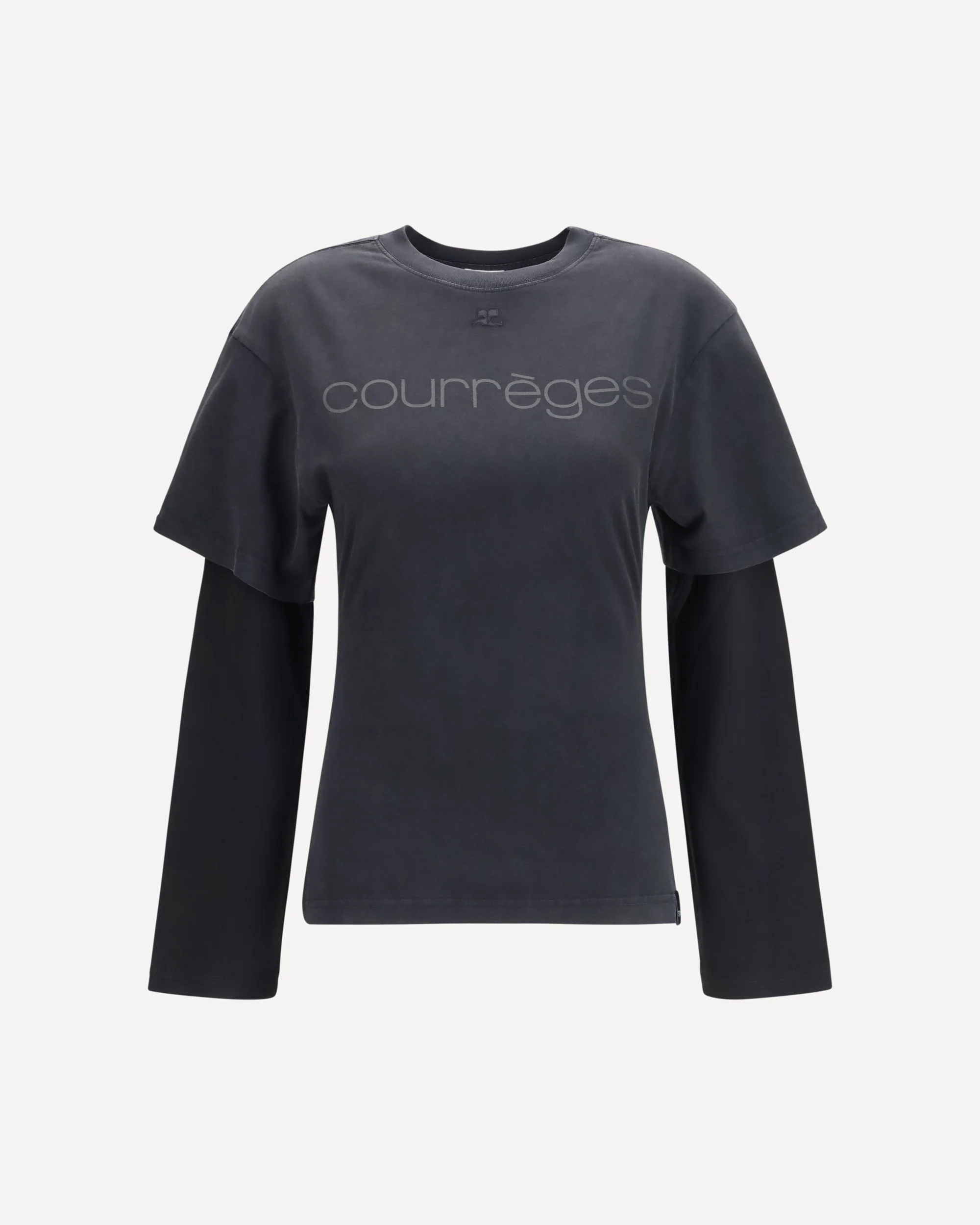 Logo print double sleeves T-shirt - BLACK | Cheap Luxury Handbags Store,