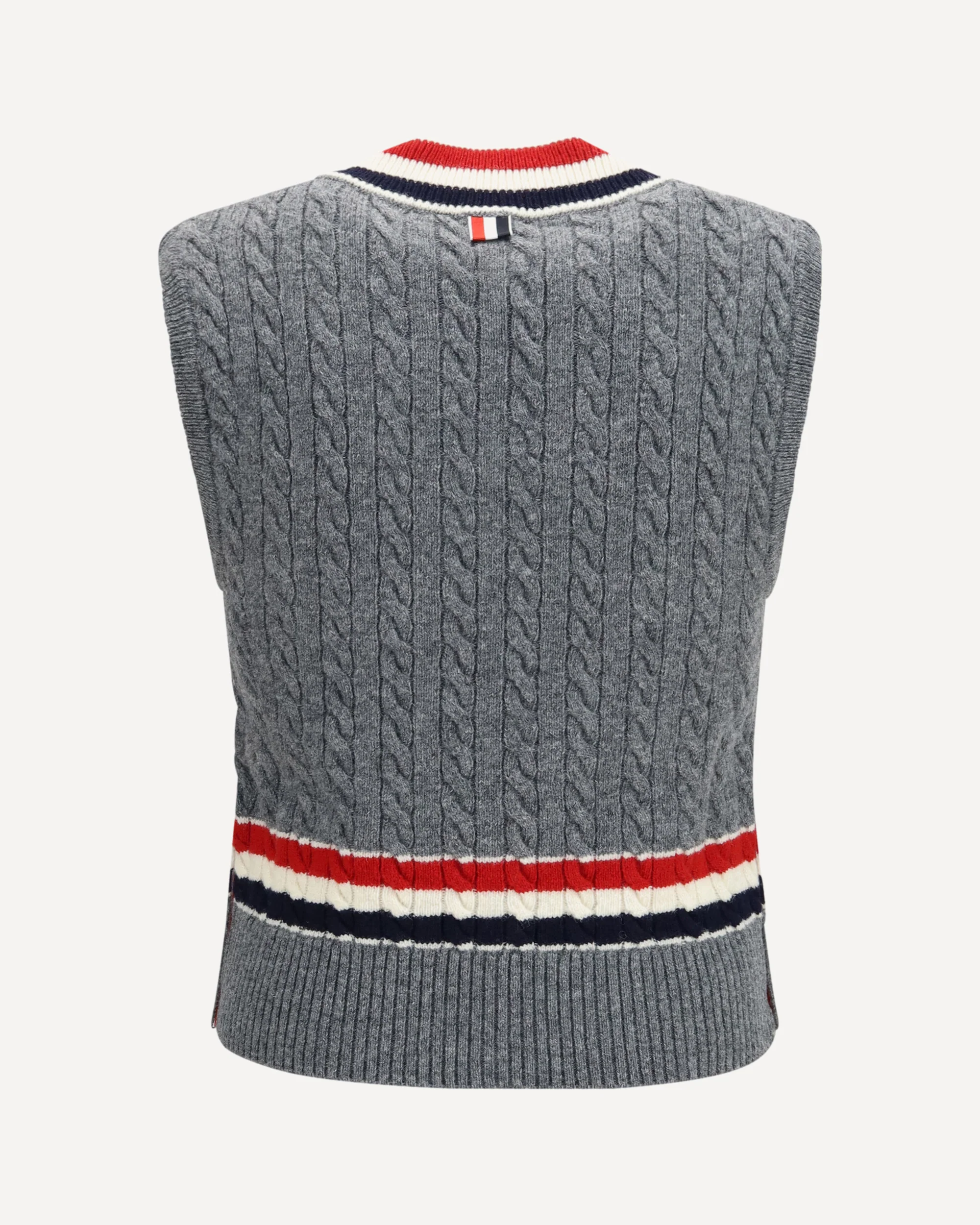 Cable-knit cricket V-neck Vest - GREY | Cheap Luxury Handbags Store,