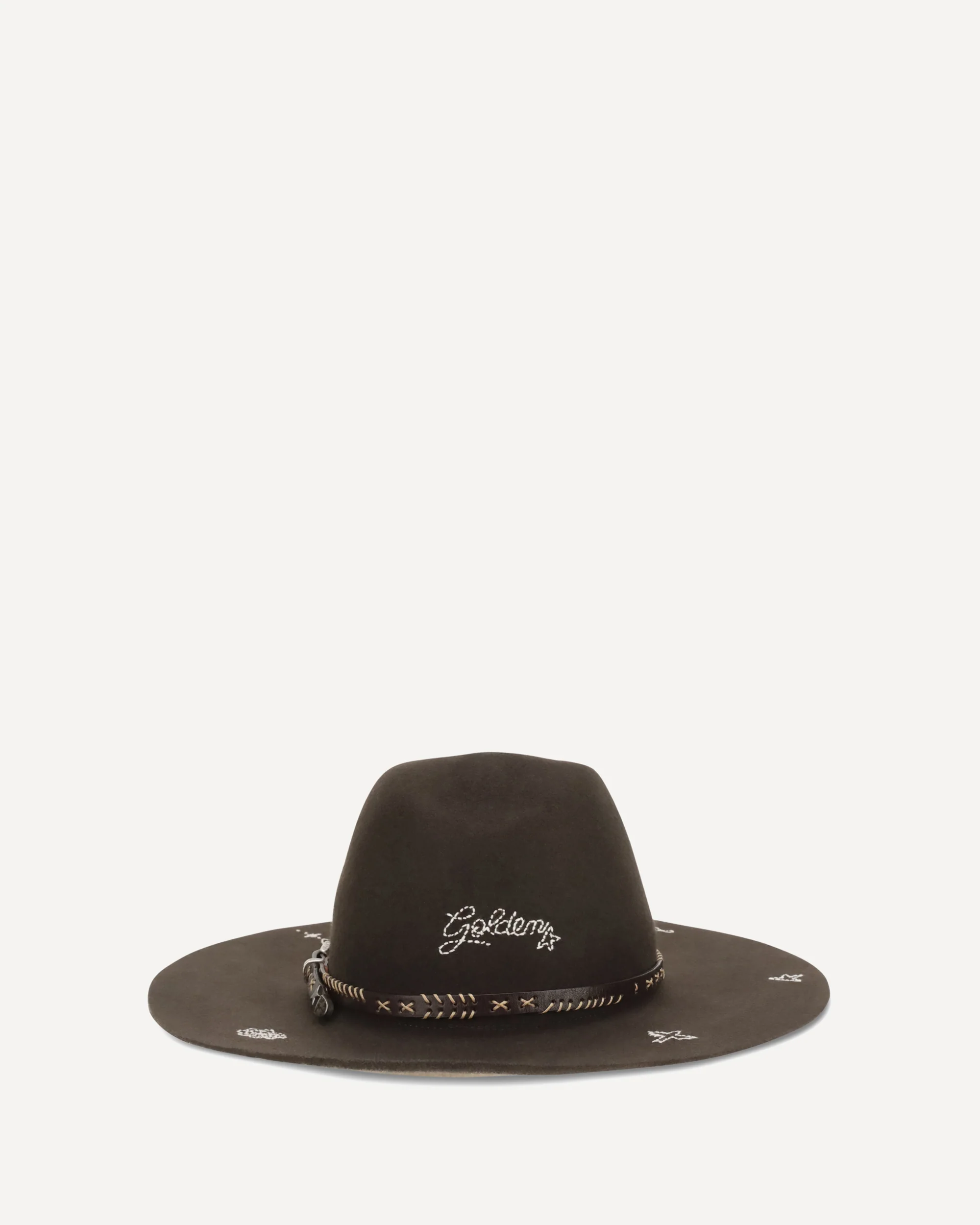 Embroidered wool Fedora - BROWN | Cheap Luxury Handbags Store,