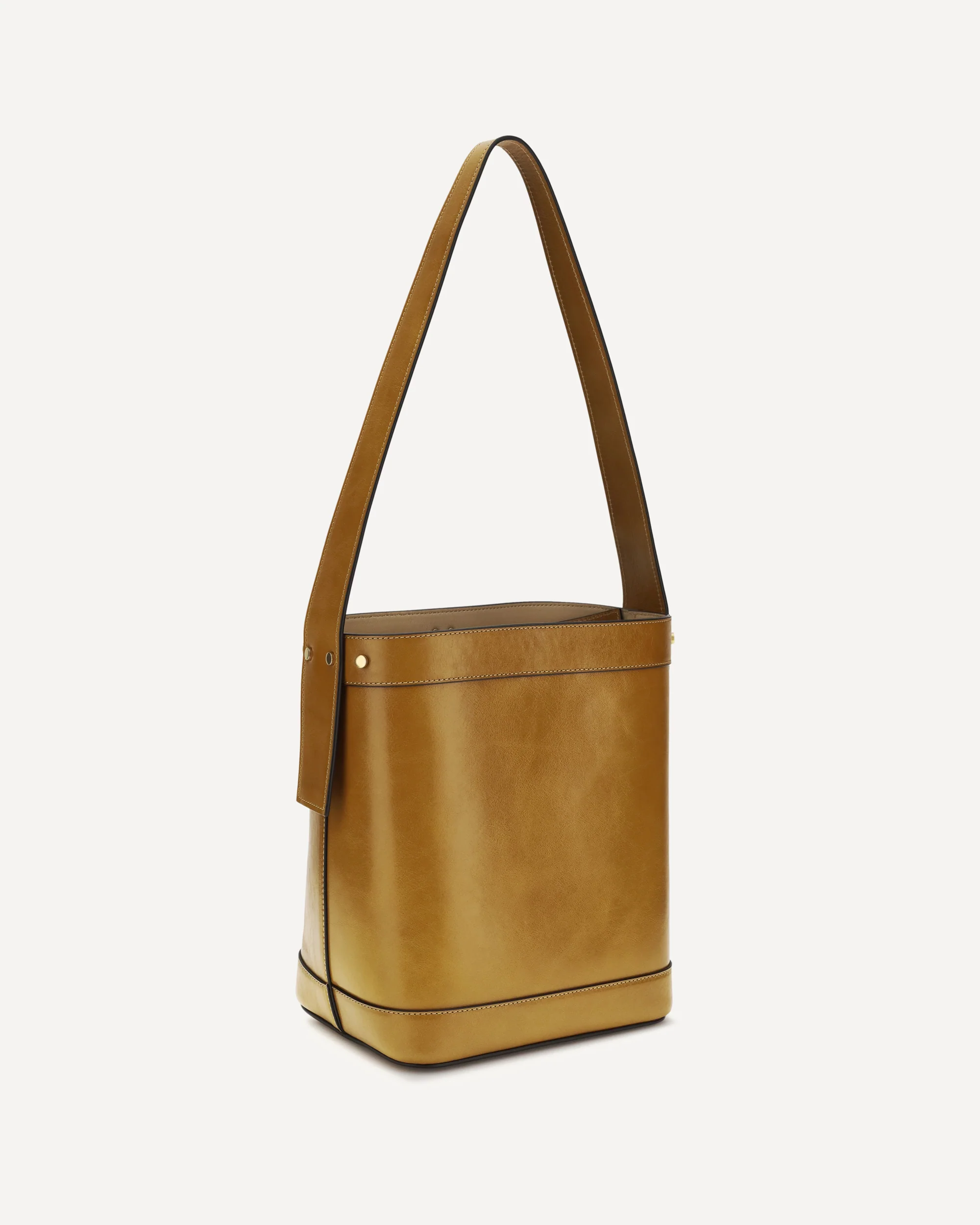 Small leather Pivot Bucket Bag - BROWN | Cheap Luxury Handbags Store,