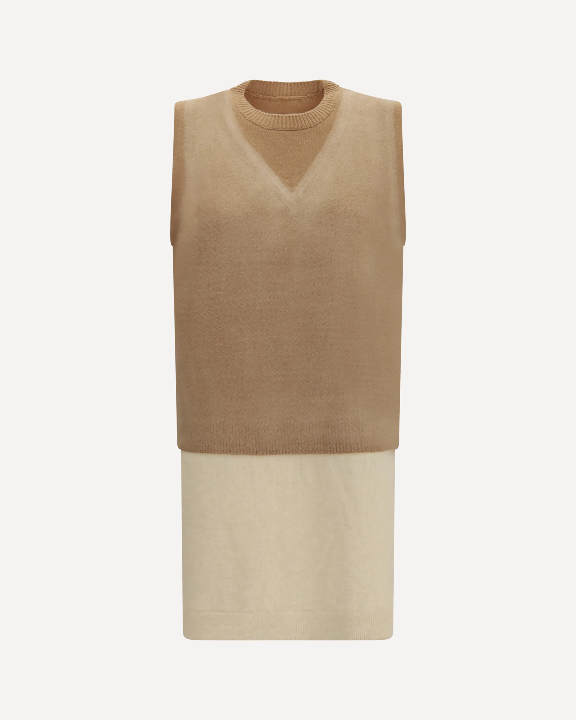 Double-layer wool Knit Vest - BEIGE | Cheap Luxury Handbags Store,